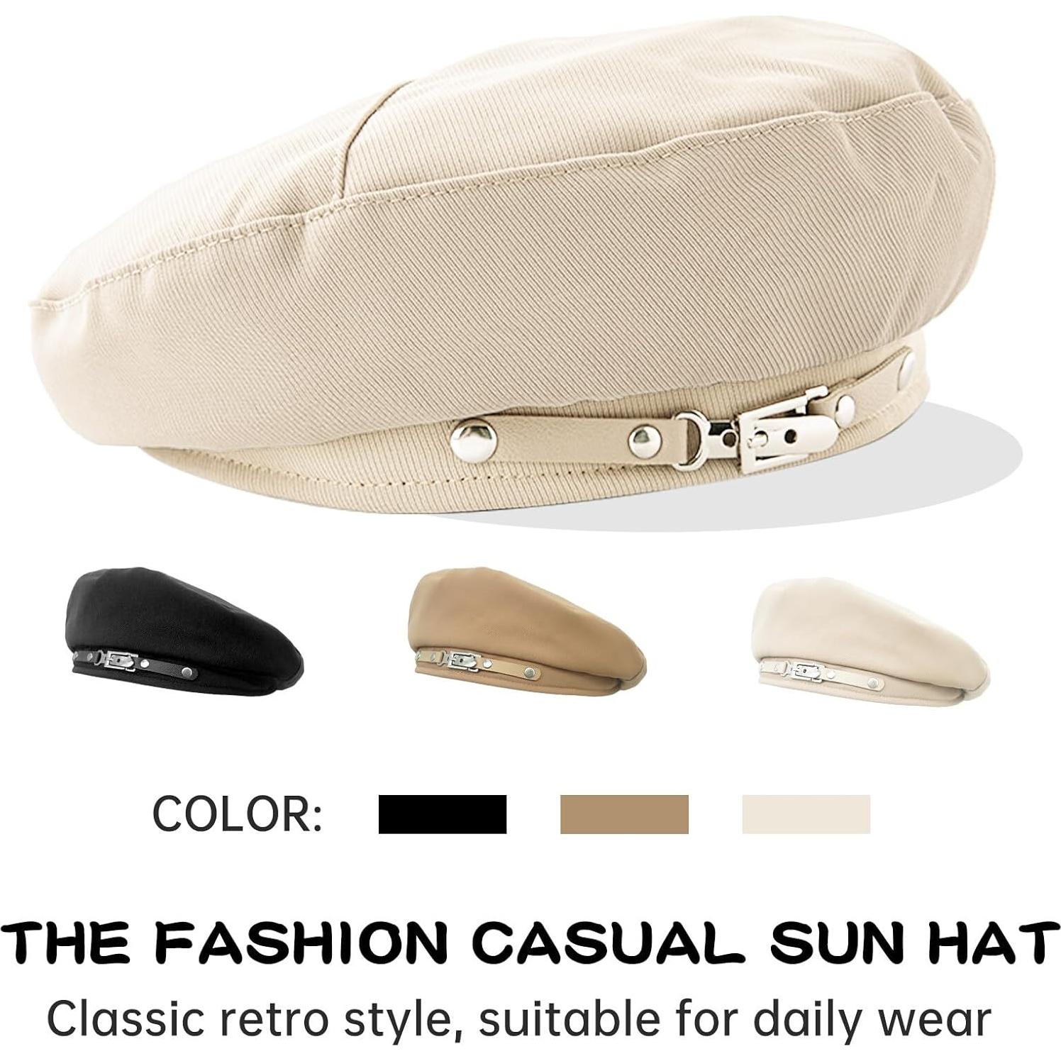 Sombrero Beret Francés FEOYA para Mujeres - Algodón Beige