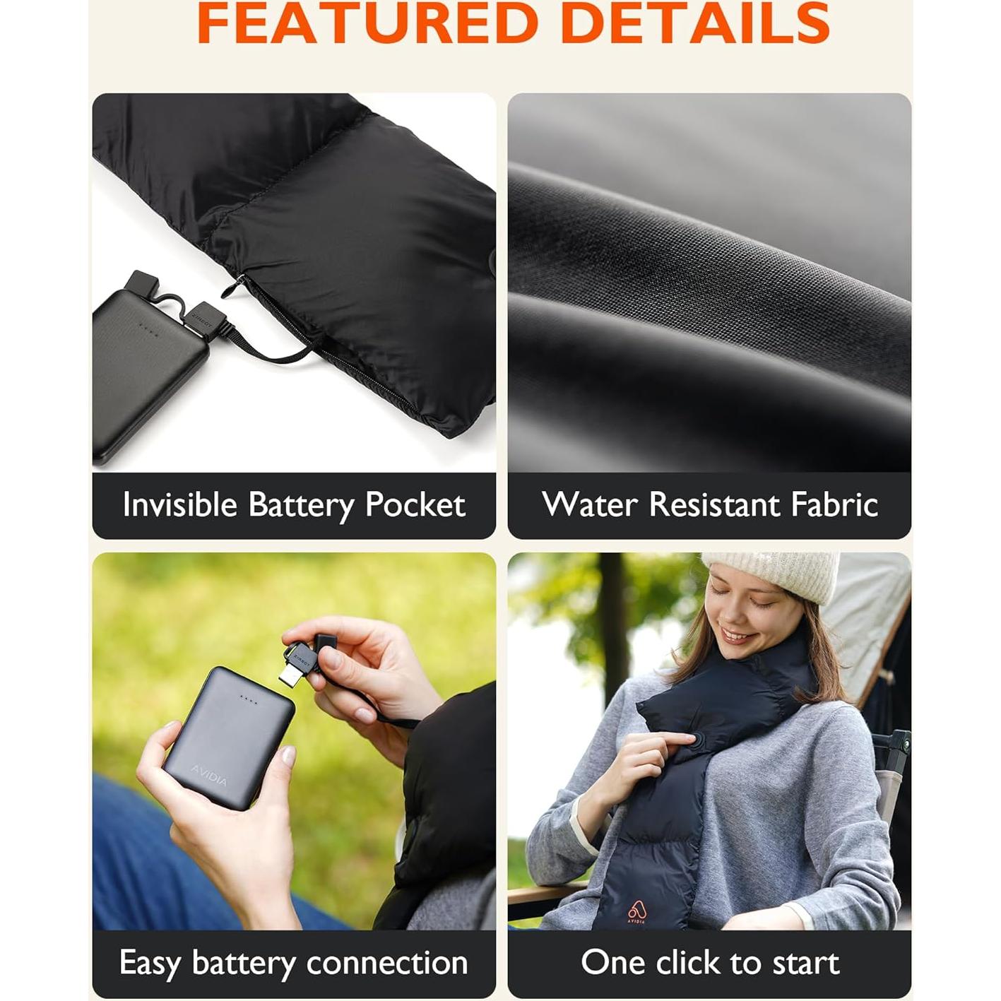 Bufanda Calentada Avidia Unisex Recargable Infrarrojos 101.6cm