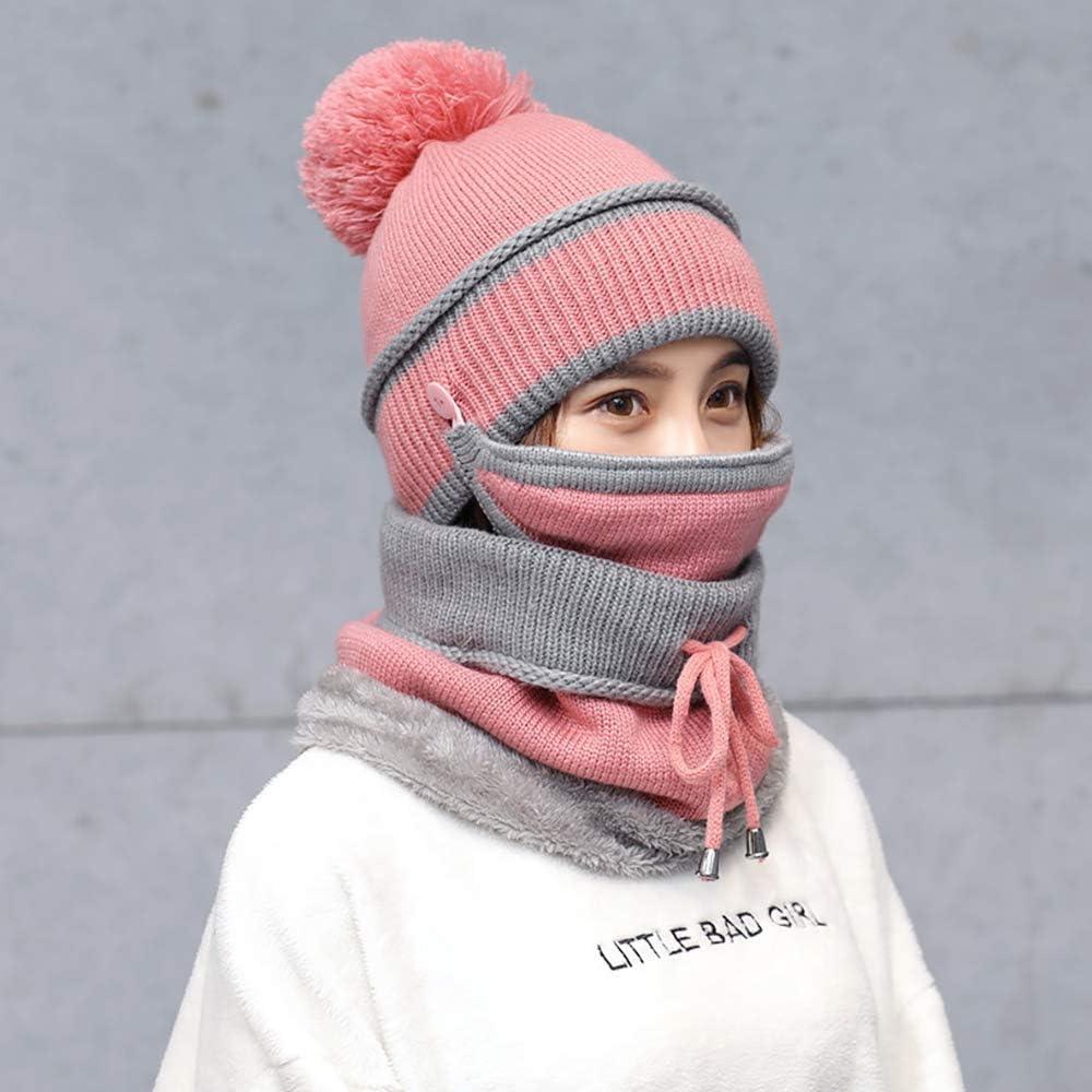 Conjunto 3 en 1 Gorro Bufanda Máscara Mujer Felpa Gruesa