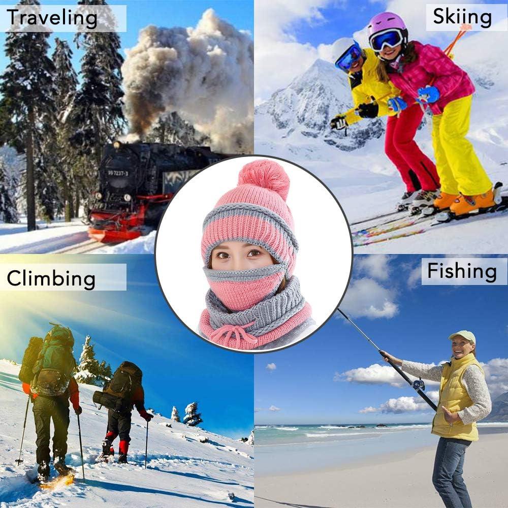 Conjunto 3 en 1 Gorro Bufanda Máscara Mujer Felpa Gruesa