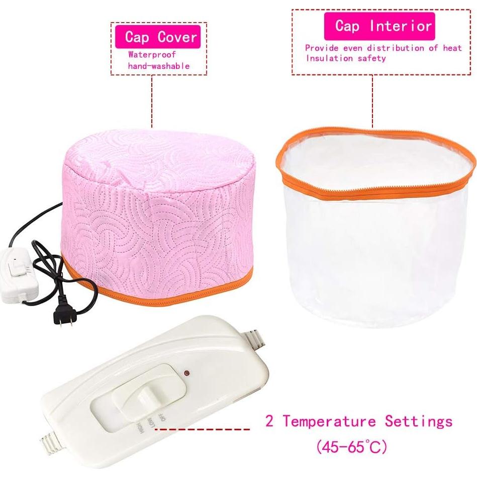 Gorro Térmico Eléctrico para Cuidado del Cabello Rojo 110V