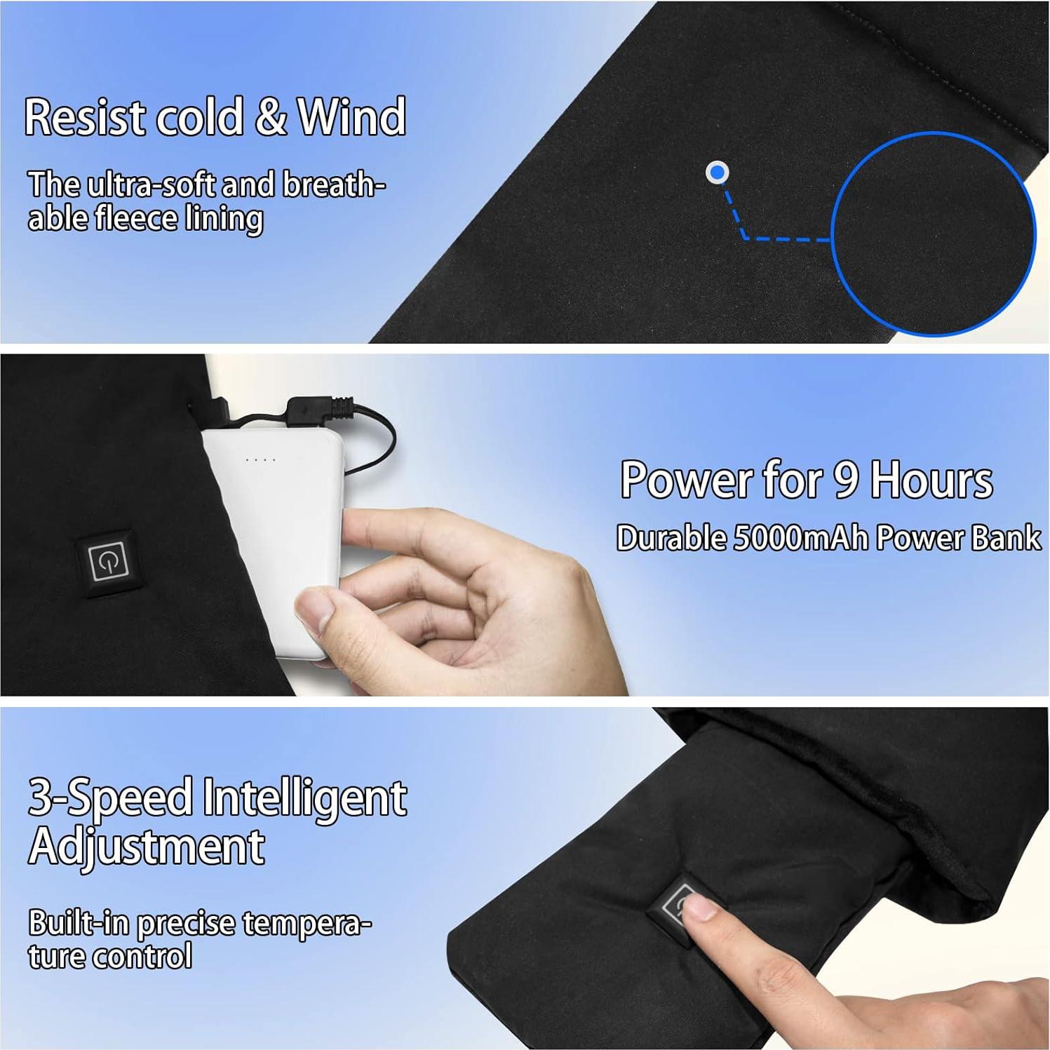 Bufanda Calentada Joytek 2024 Negra 5000mAh 3 Temperaturas