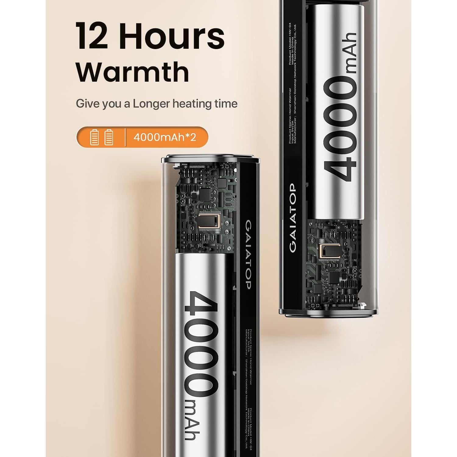 Calentadores de Manos GAIATOP HW-04 Recargables 8000mAh Paquete de 2