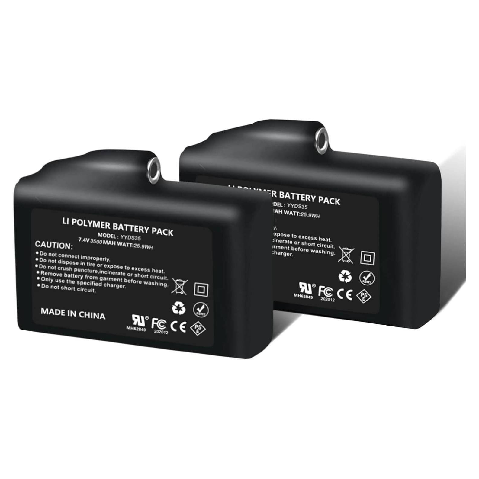 Baterías recargables VVHOOY 7.4V 3500mAh para guantes y calcetines