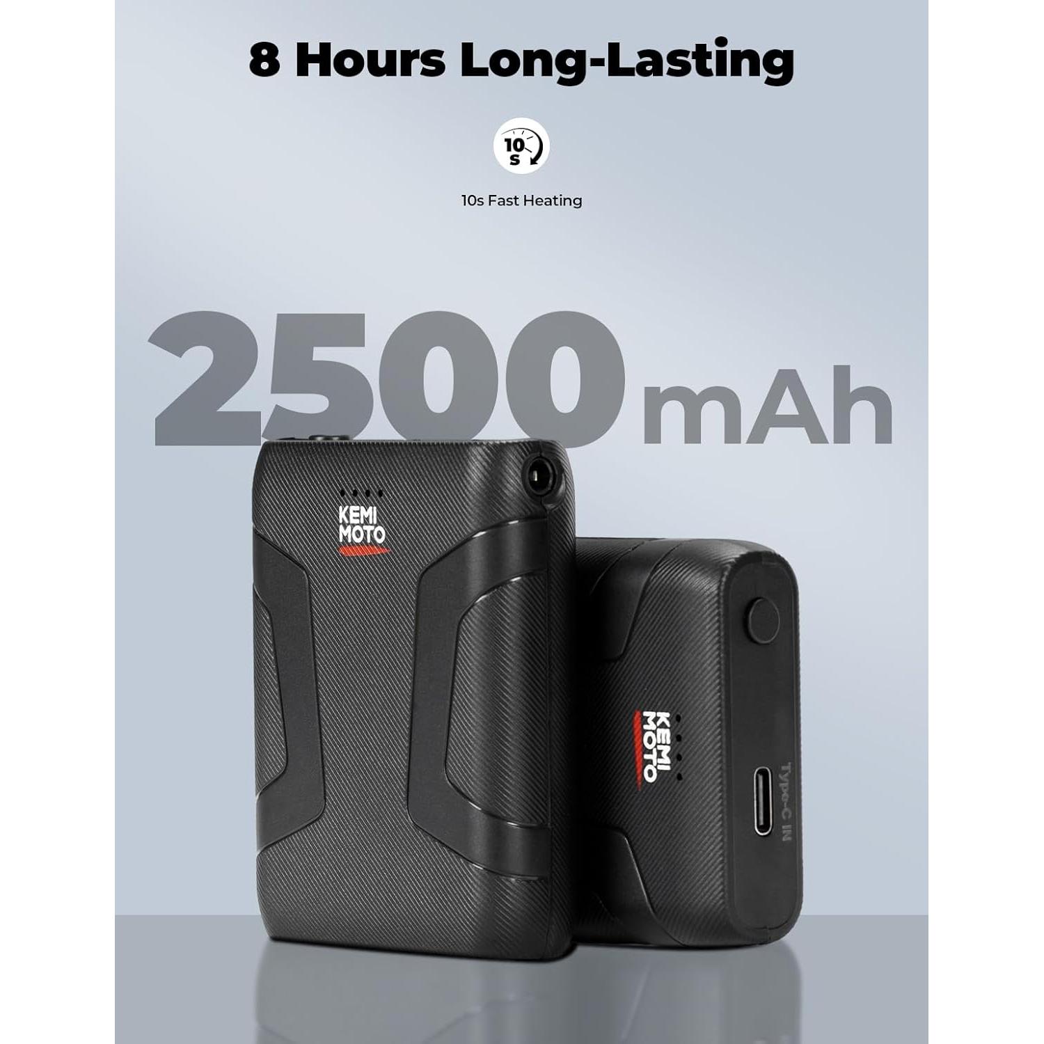 KEMIMOTO 2025 Version Heated Motorcycle Gloves for Men and Women with Hard Protective Shields, 7.4V 2500mAh Rechargeable Battery, Waterproof, Touchscreen Compatible, Lasts up to 8 Hours, XL Black