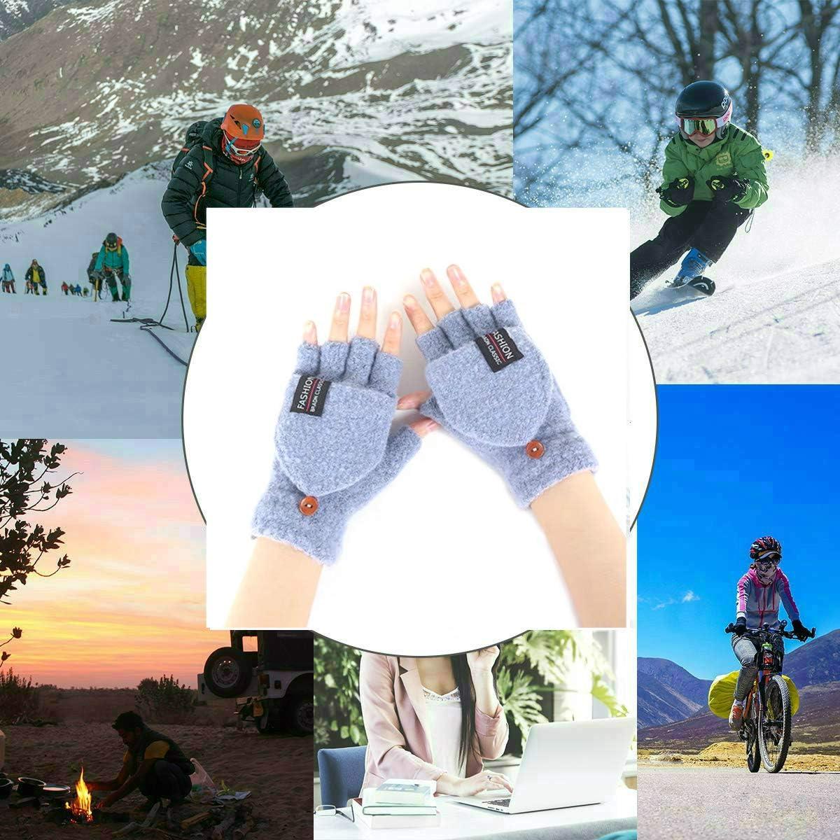 Guantes Calentados USB Kbinter para Invierno - Medios Dedos, Verde Menta/Azul