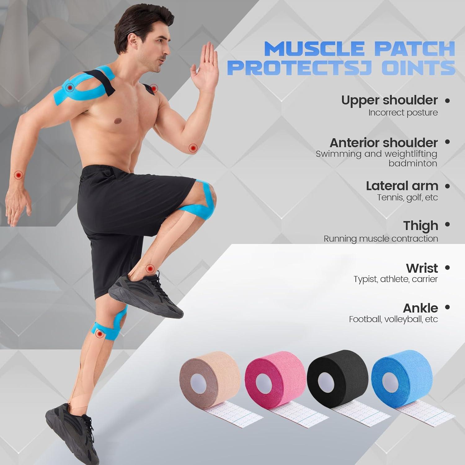 Cinta de Kinesiología ZVTQ 3 Rollos 5.08 cm x 4.88 m Beige