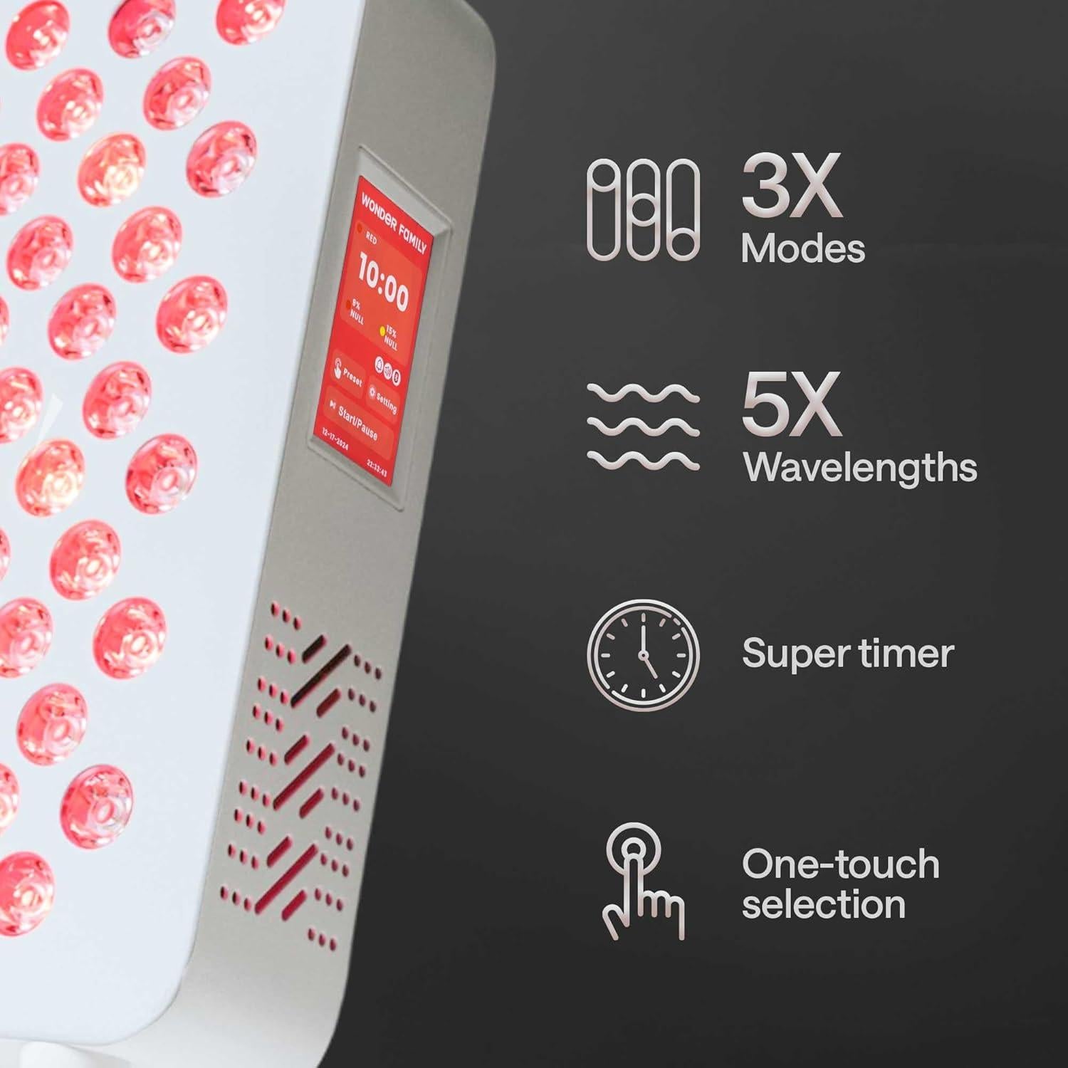 Panel de Terapia de Luz Roja Wonder Family RL60S - 5 Longitudes de Onda