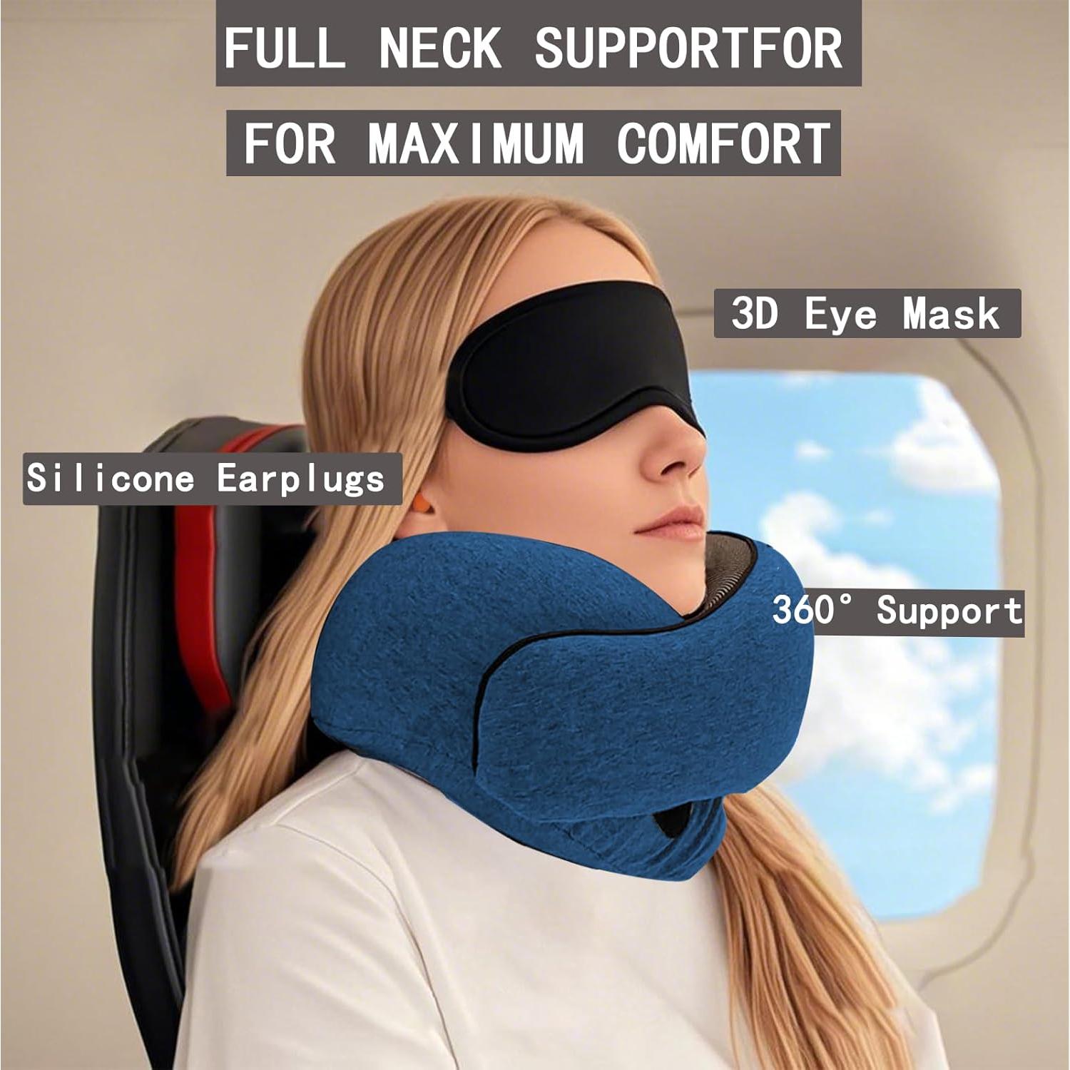 Almohada de Cuello RVPYK para Viajes - Espuma de Memoria Azul