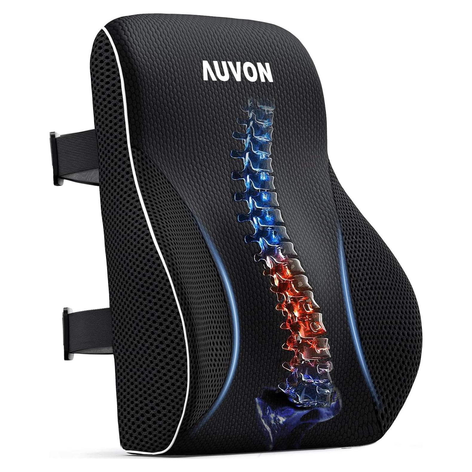 Almohada Lumbar AUVON Espuma Viscoelástica Ajustable Negra