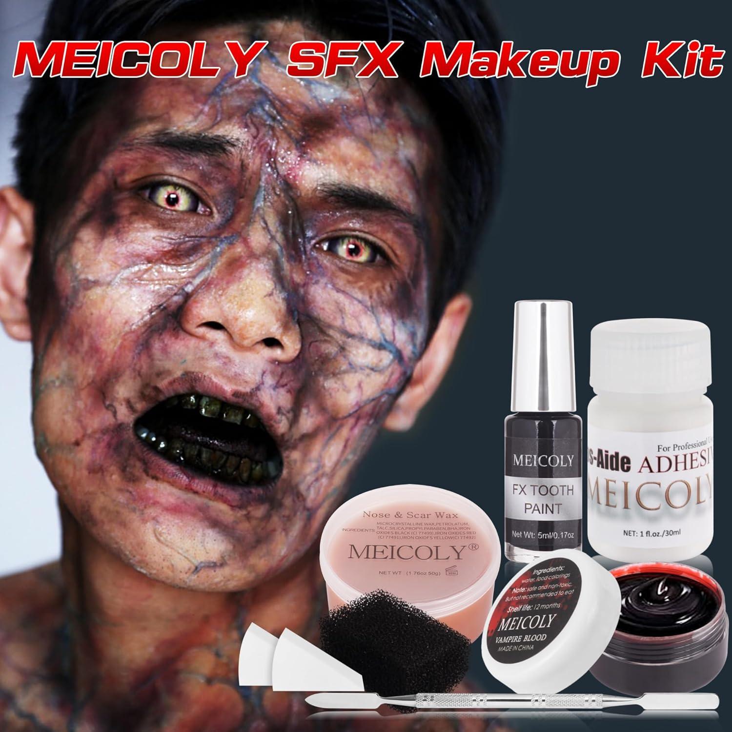 Kit de Maquillaje Efectos Especiales MEICOLY 7 Piezas Halloween
