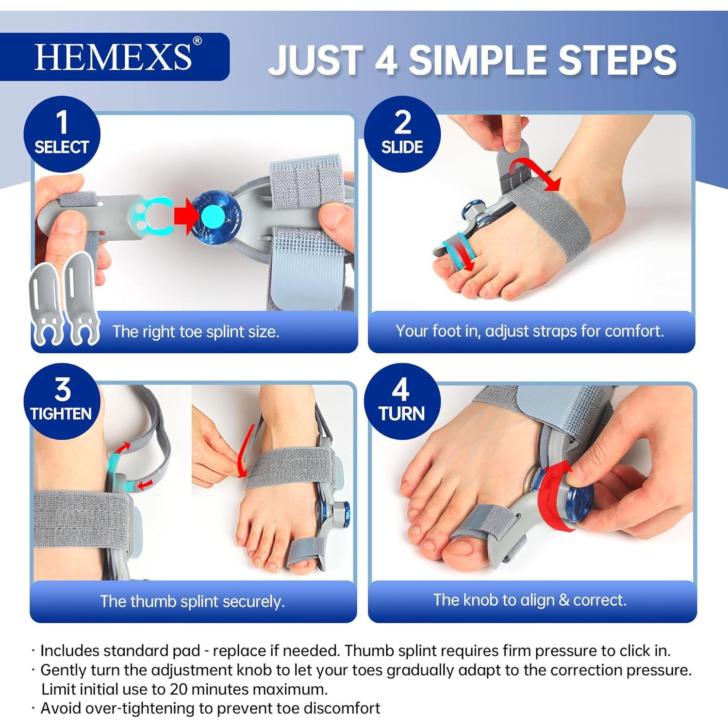 Corrector de Juanetes Hemexs KY-BC-01 Ajustable para Dedo Gordo