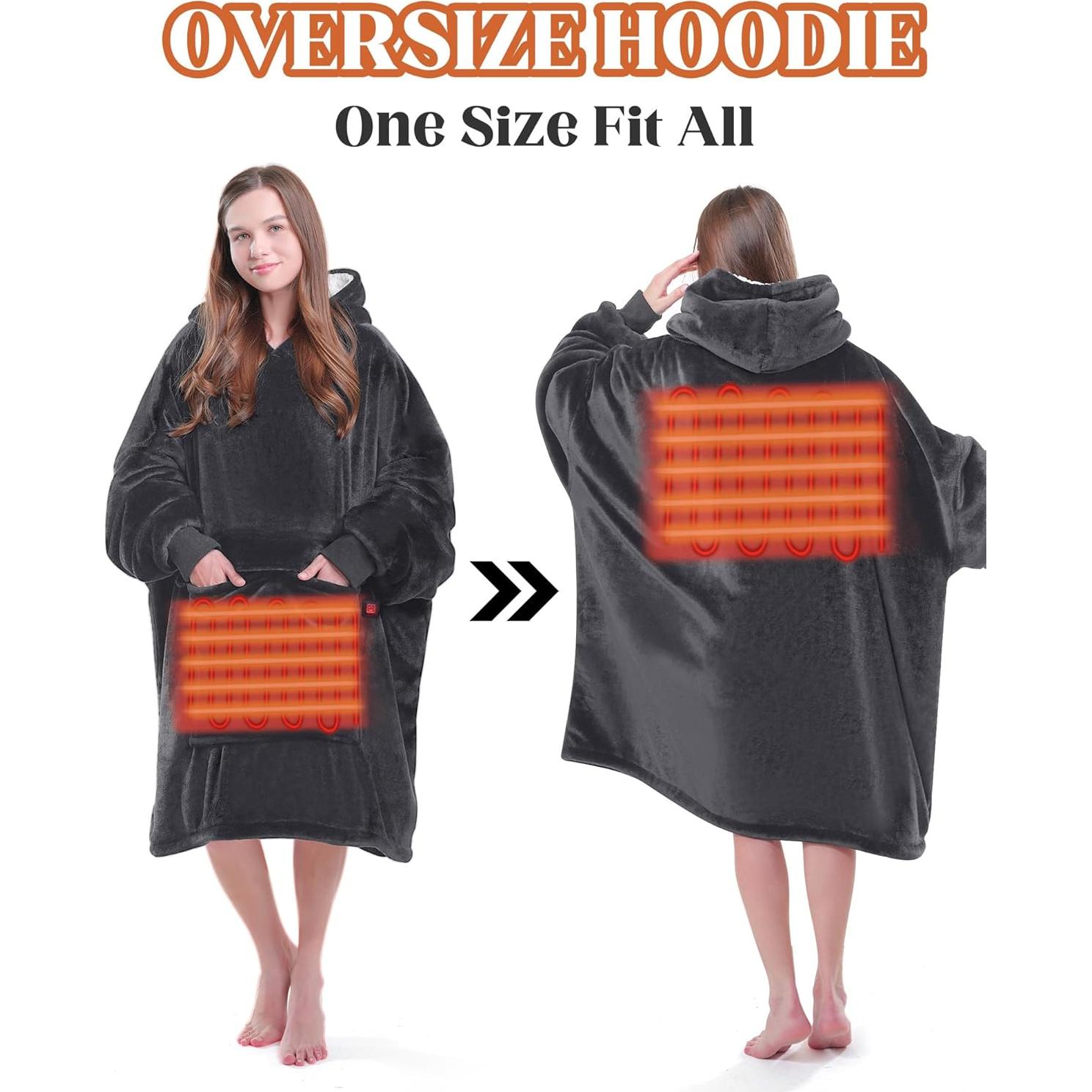 Sudadera Manta Térmica Portátil MAXEVE Gris Sherpa 10000mAh