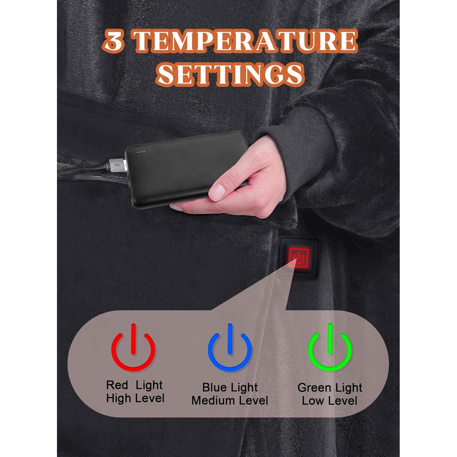 Sudadera Manta Térmica Portátil MAXEVE Gris Sherpa 10000mAh