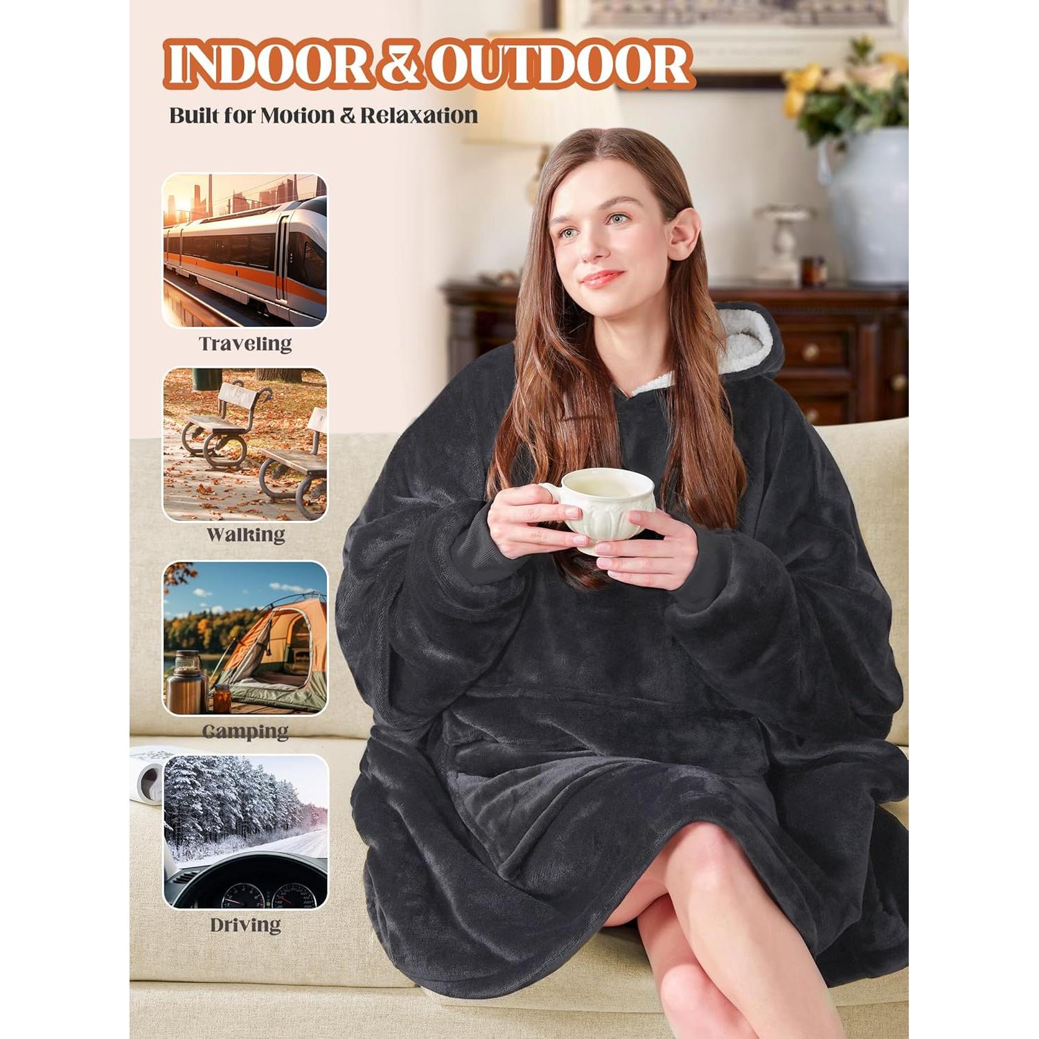 Sudadera Manta Térmica Portátil MAXEVE Gris Sherpa 10000mAh