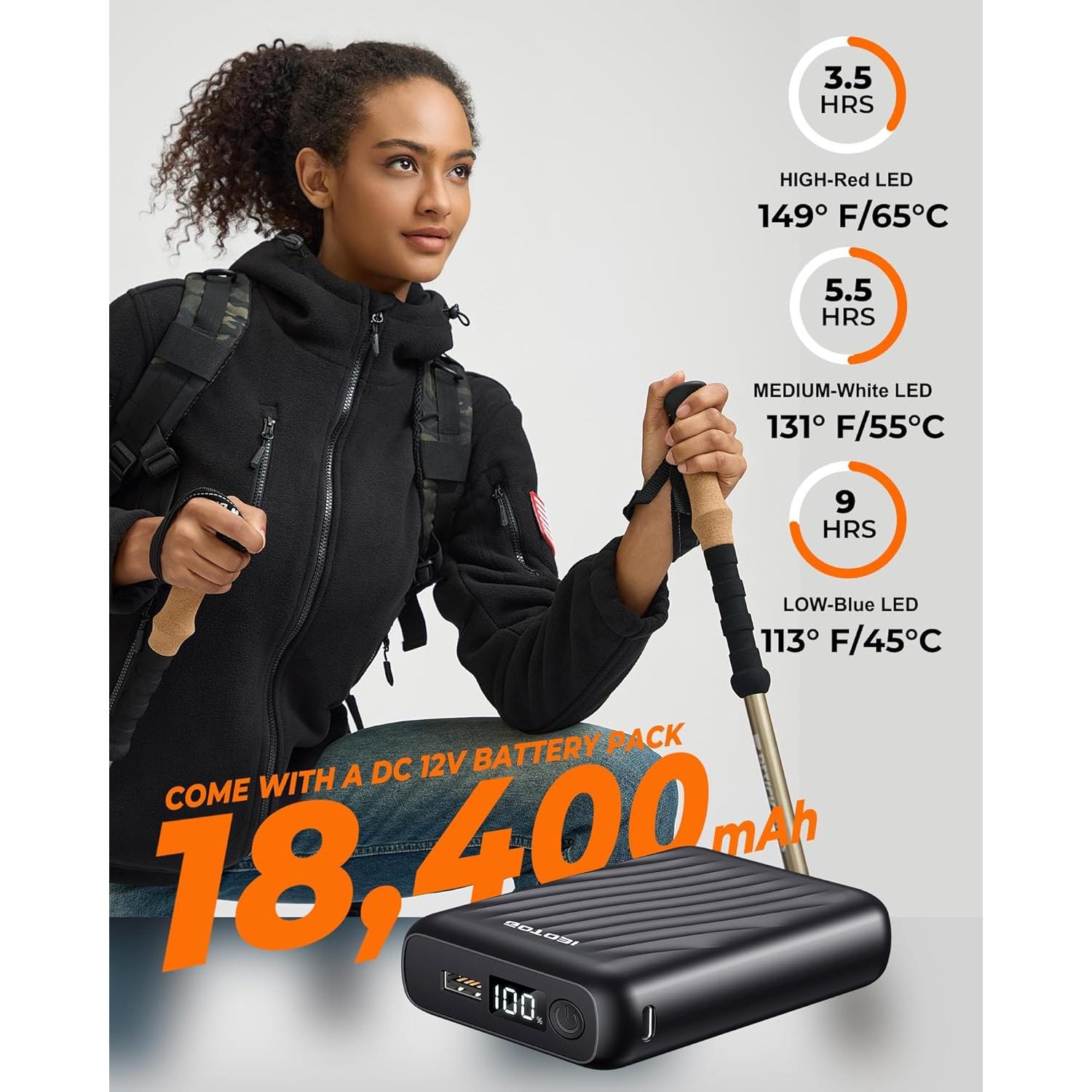 Chaqueta Térmica GOTOBI 12V para Mujeres - Forro Polar 18400mAh