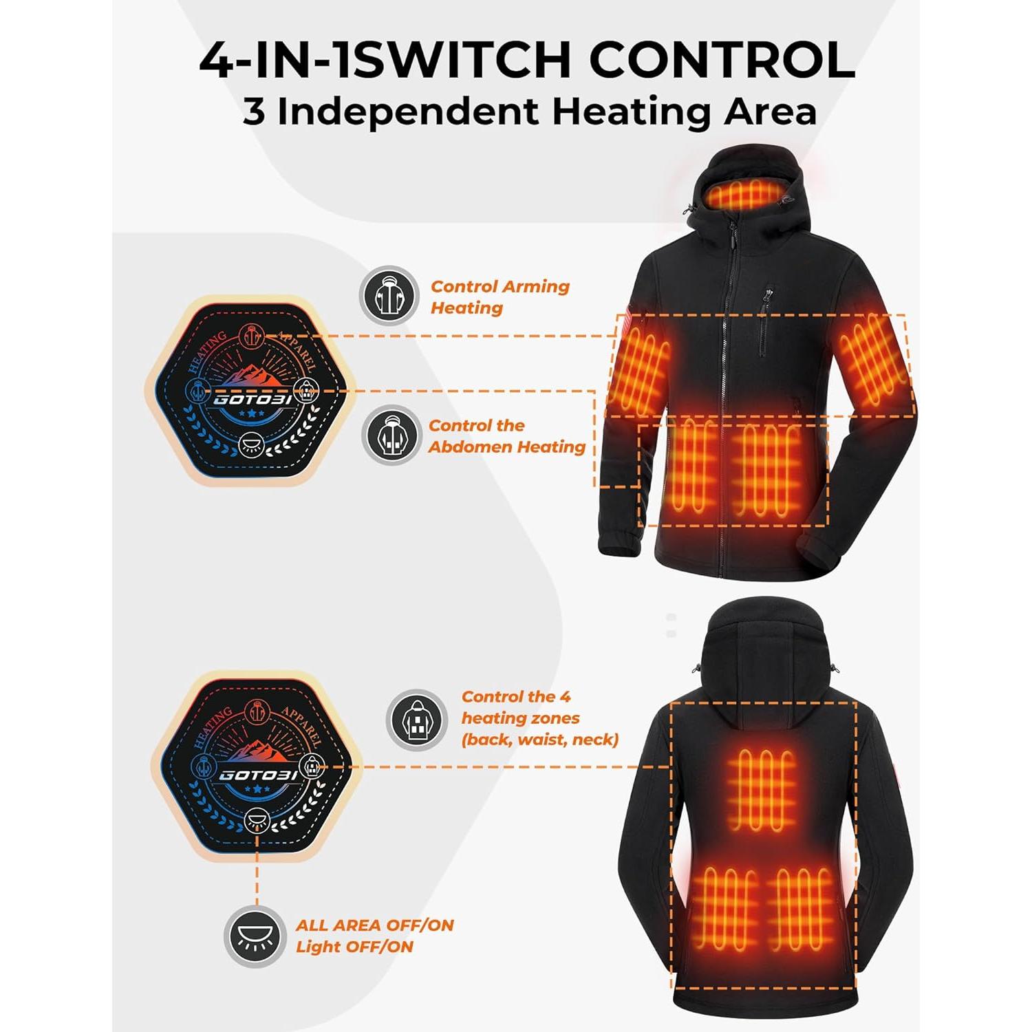 Chaqueta Térmica GOTOBI 12V para Mujeres - Forro Polar 18400mAh