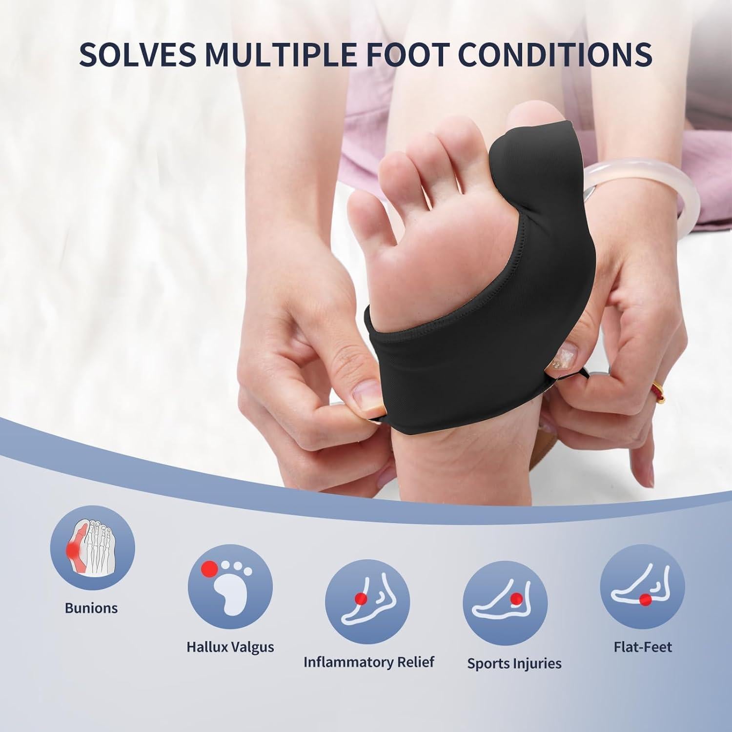 Corrector de Juanetes WELEQUT 2-Pack Alivio Hallux Valgus Negro