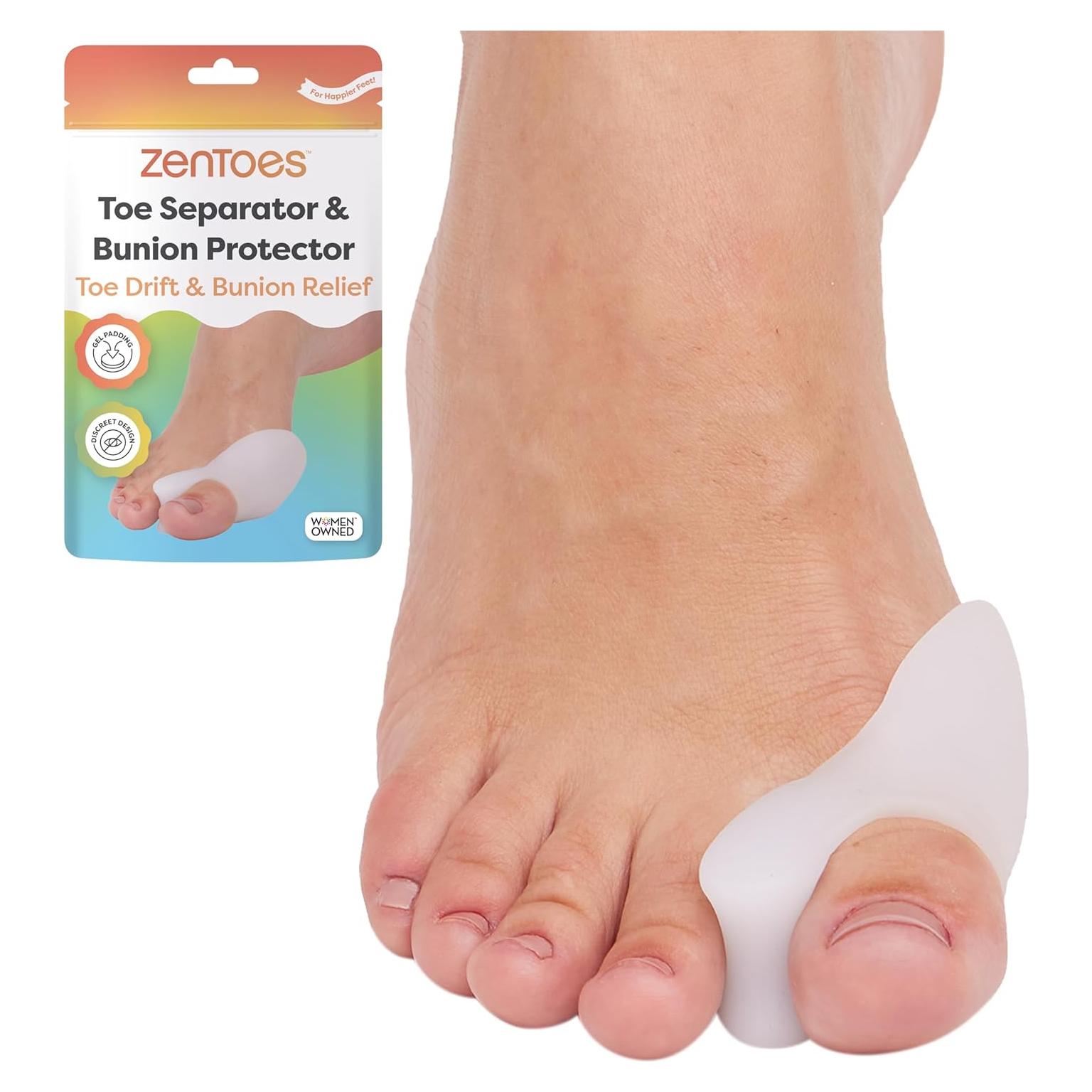 Protector de Juanete y Separador de Dedos ZenToes - Gel Suave, Paquete de 4