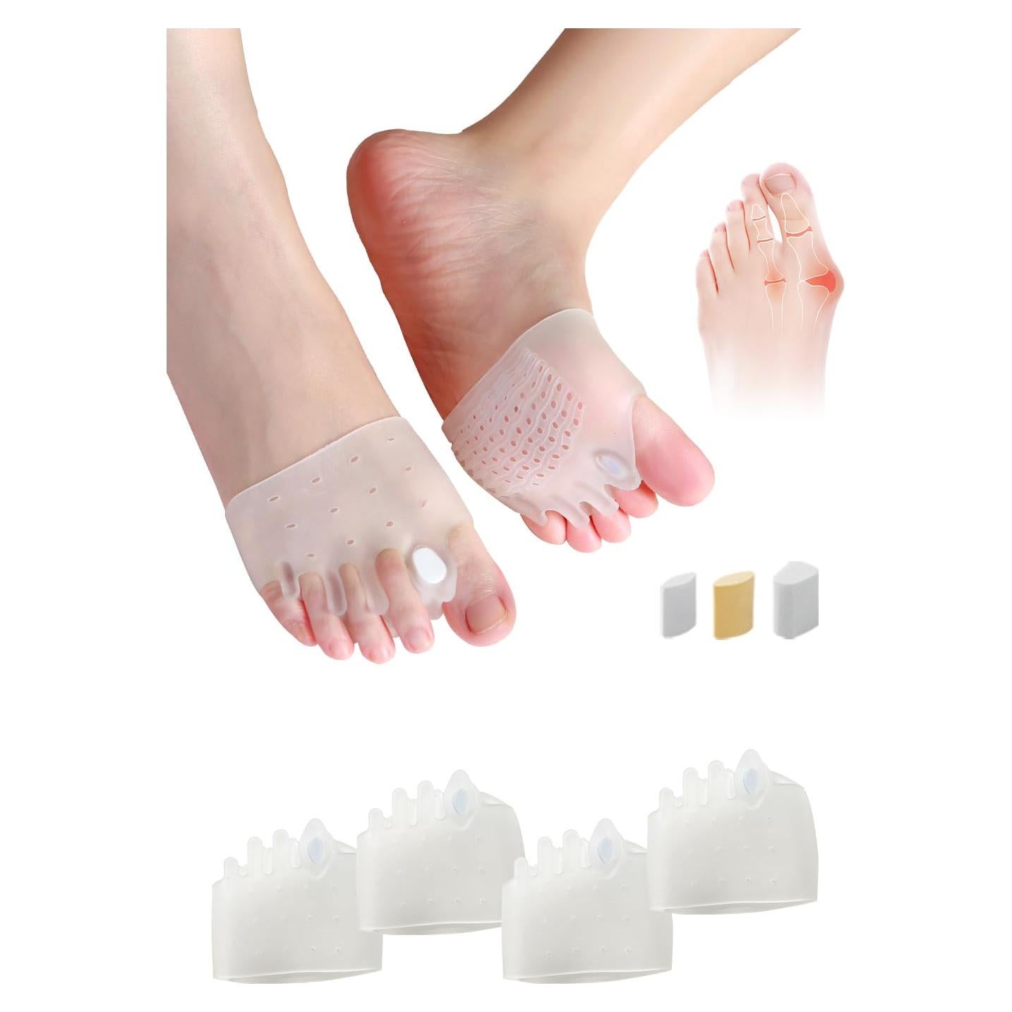 Separadores de Dedos de Silicona Hyggear - 2 Pares Ajustables para Juanetes