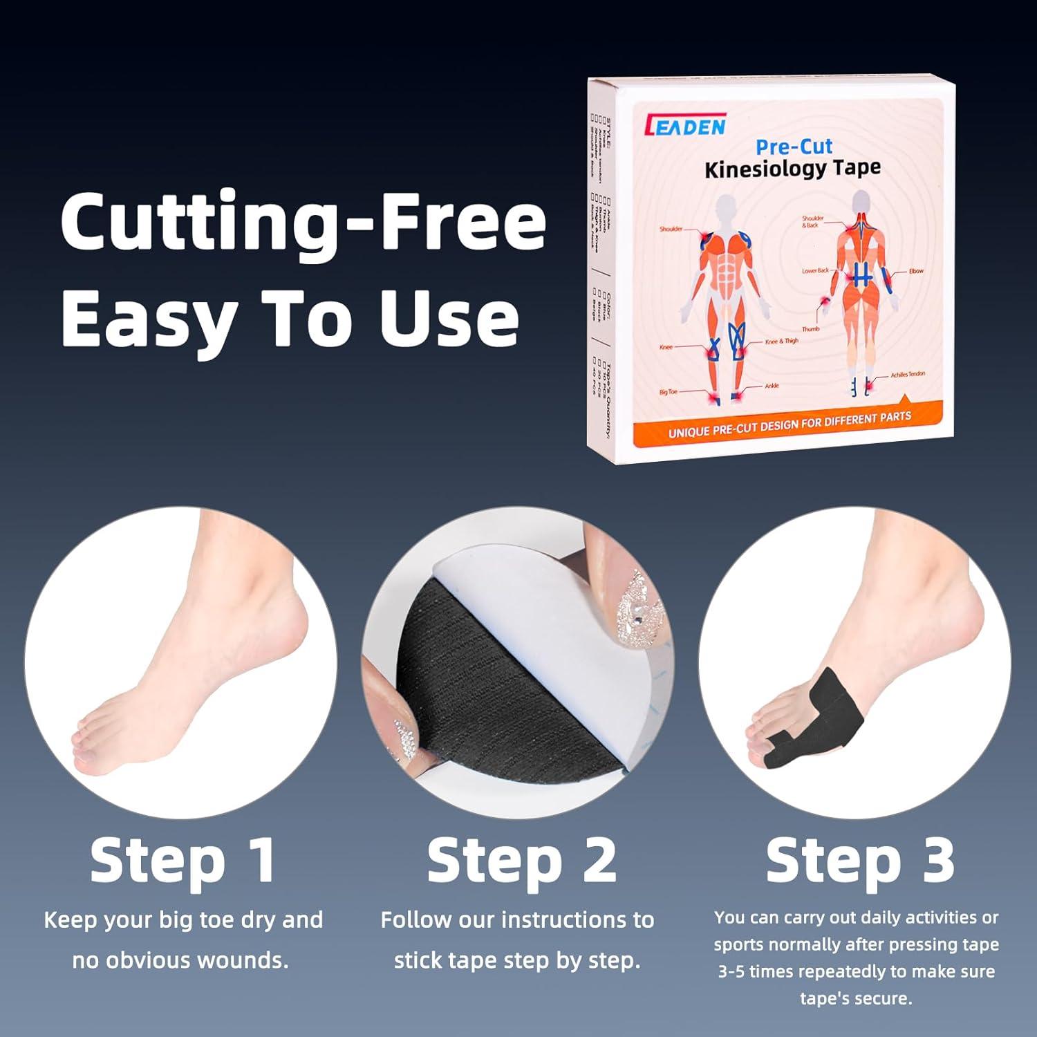 Cinta Kinesiológica Pre-cortada IEADEN para Juanetes 40 Pcs