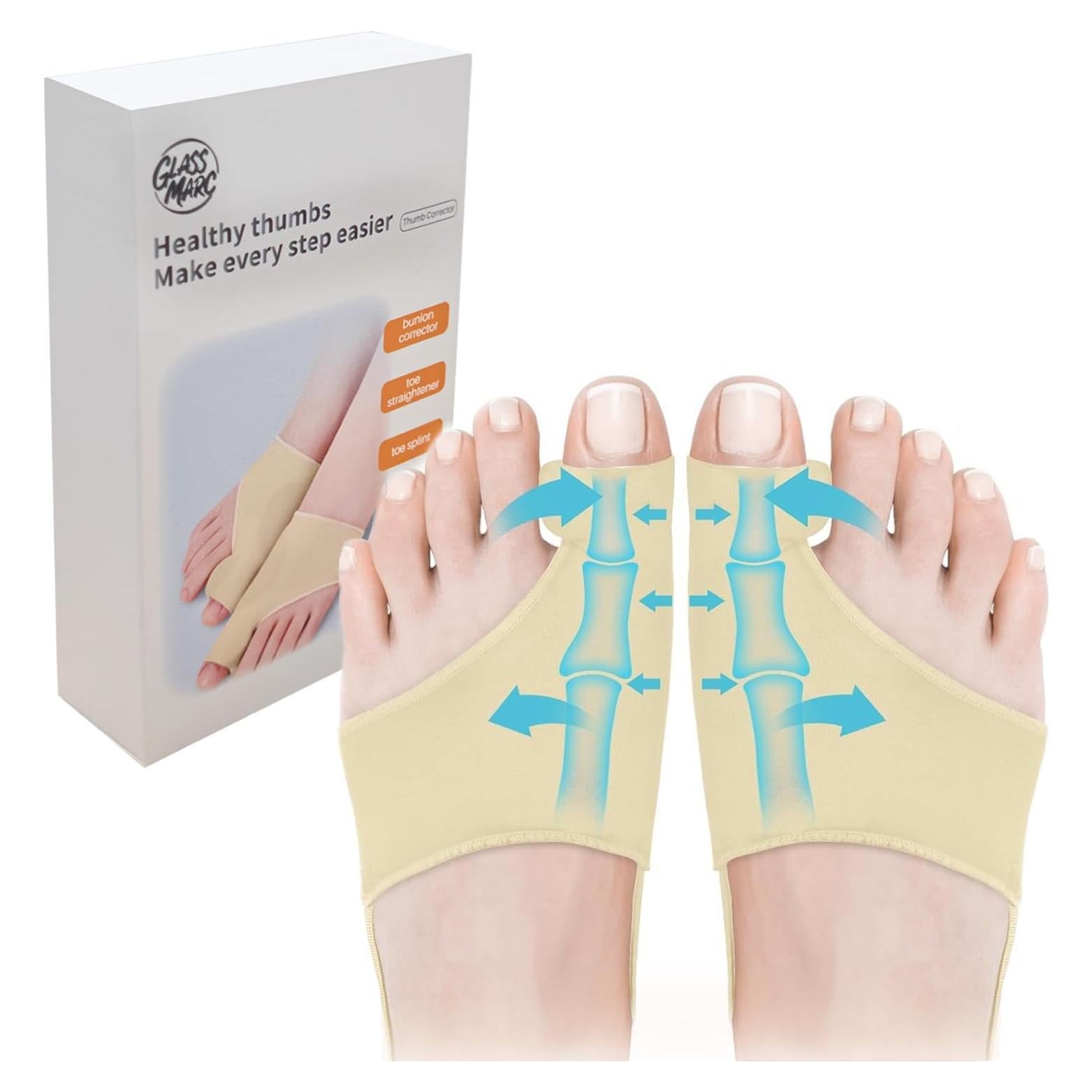 Corrector de Juanetes GLASSMARC 2PCS Alivio Dolor Transpirable