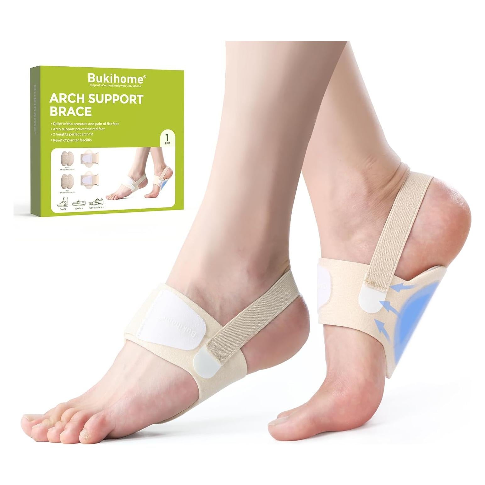 Soportes de Arco Bukihome Ajustables para Fascitis Plantar - Beige