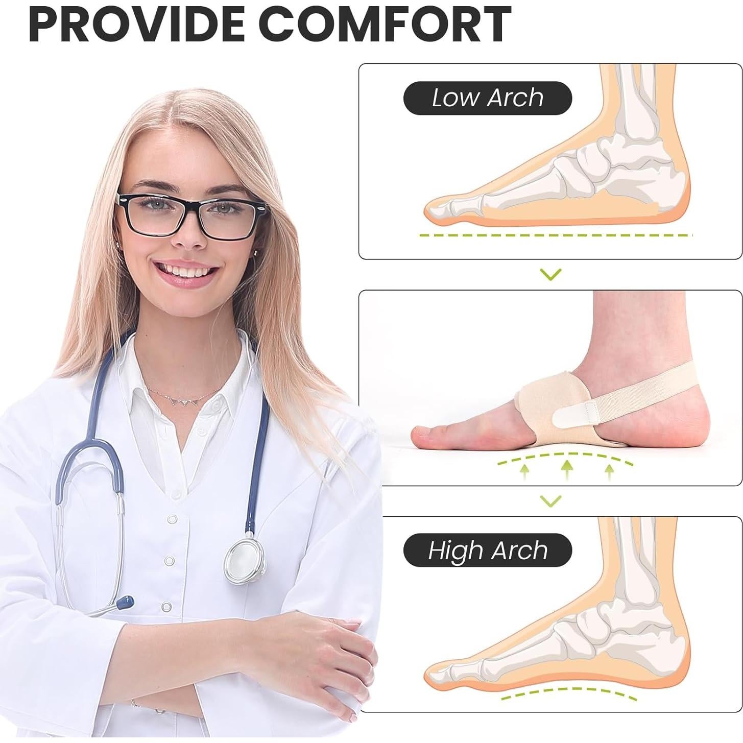 Soportes de Arco Bukihome Ajustables para Fascitis Plantar - Beige