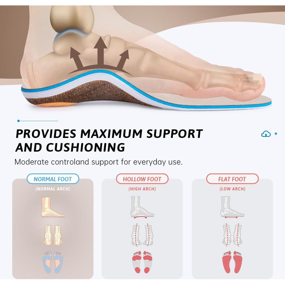 Plantillas de soporte de corcho VALSOLE para pies planos y dolor