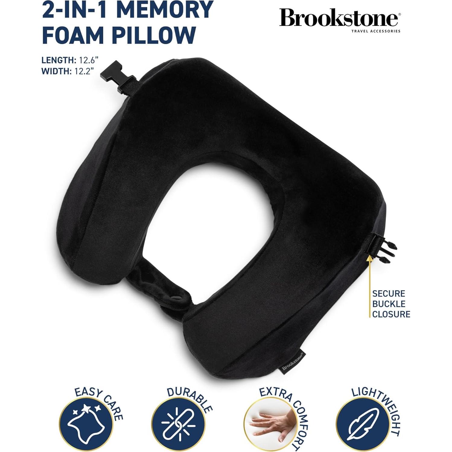 Almohada de Viaje Brookstone Espuma con Memoria Negra