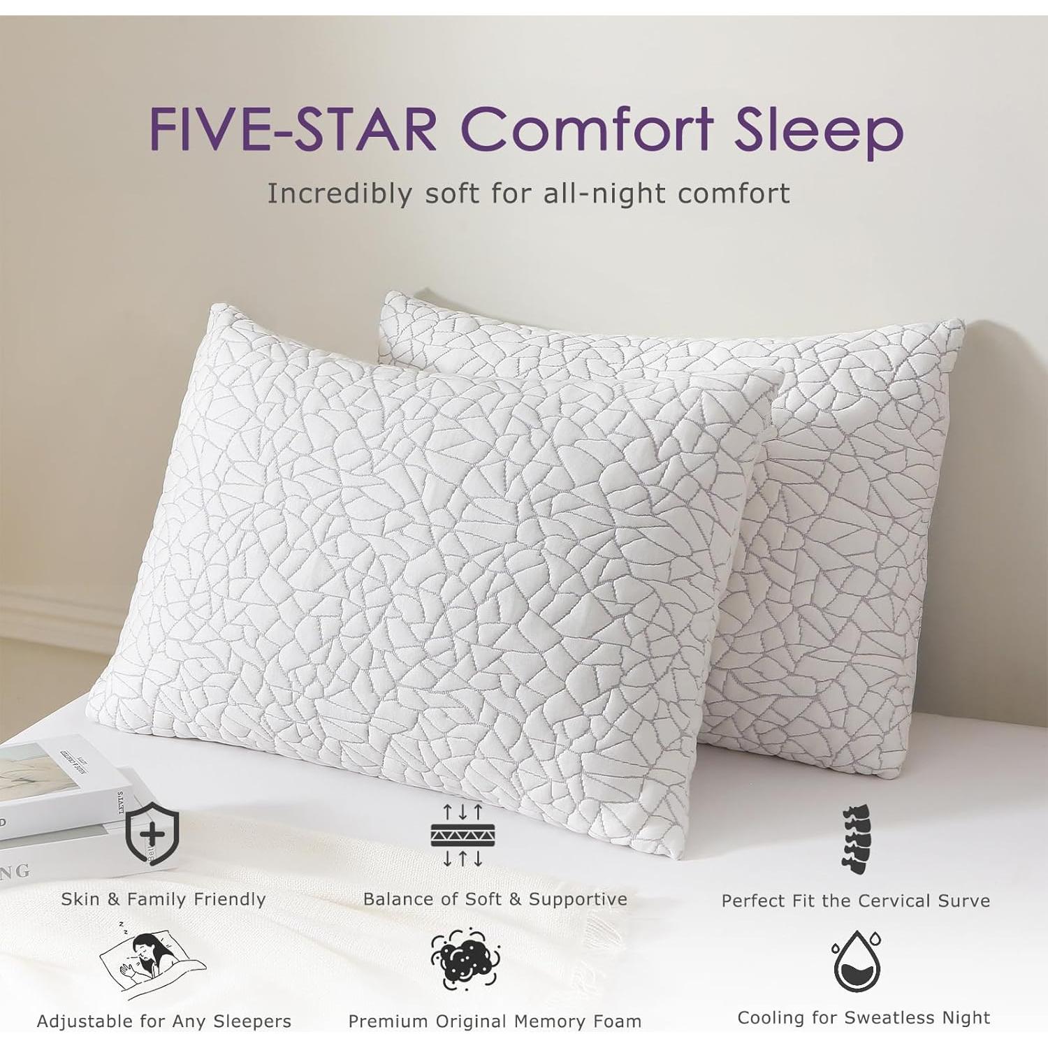 Almohada de Espuma de Memoria KUSNUG Queen Ajustable Refrigerante