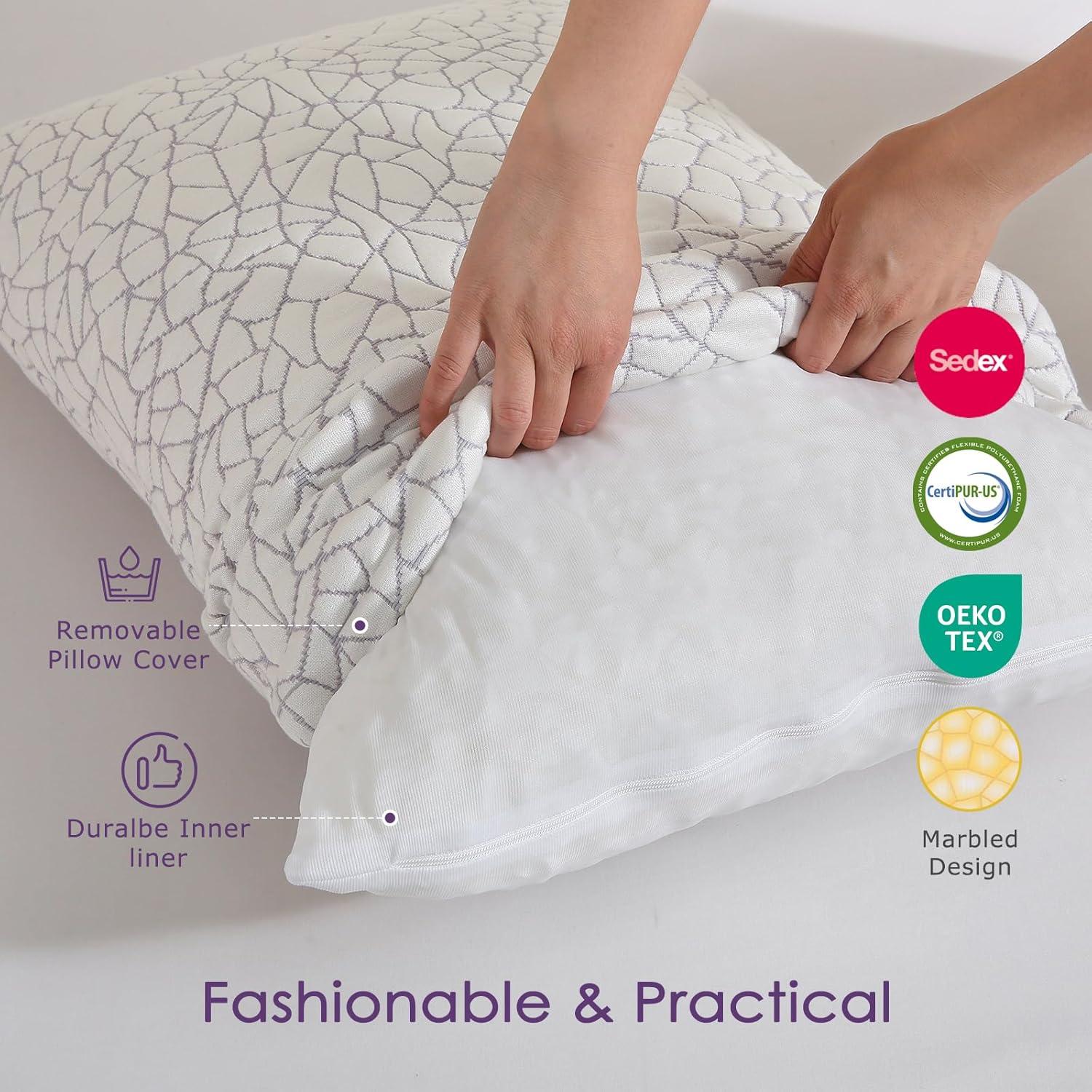 Almohada de Espuma de Memoria KUSNUG Queen Ajustable Refrigerante