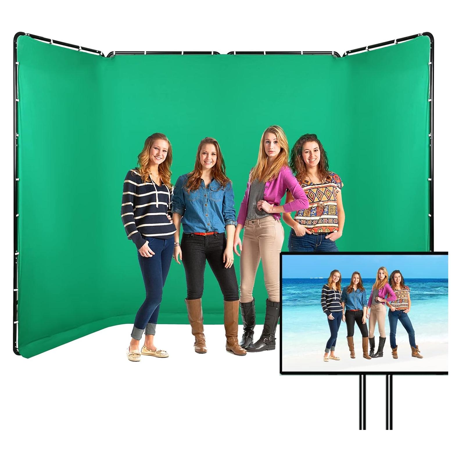 Pantalla Verde Chromakey 2.4m x 4m GSKAIWEN con Soporte