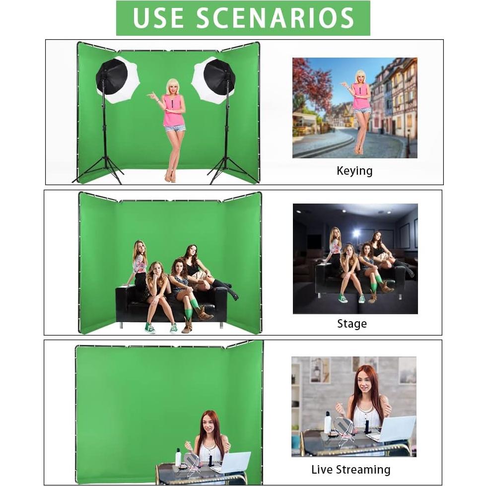 Pantalla Verde Chromakey 2.4m x 4m GSKAIWEN con Soporte