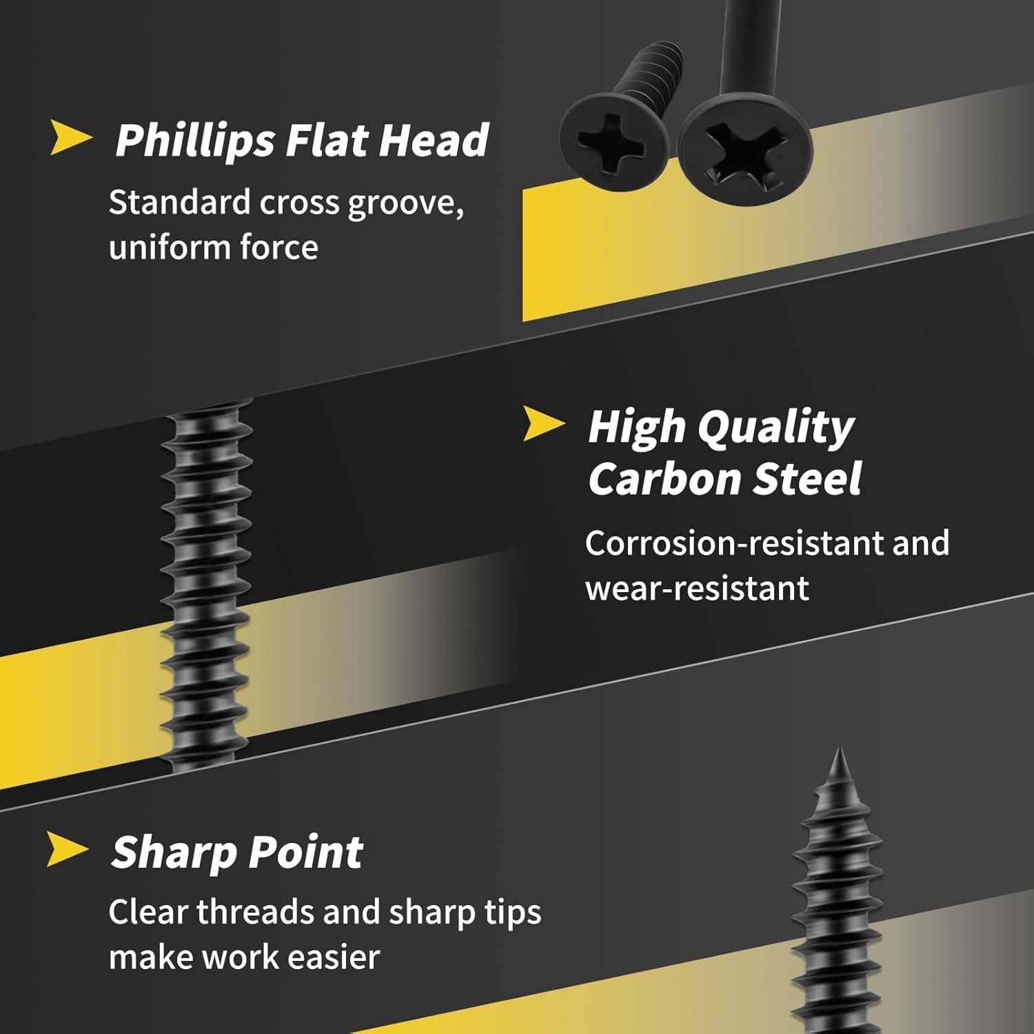 Kit de Tornillos de Madera FIXLINK 240 PCS 8 Tamaños Negro