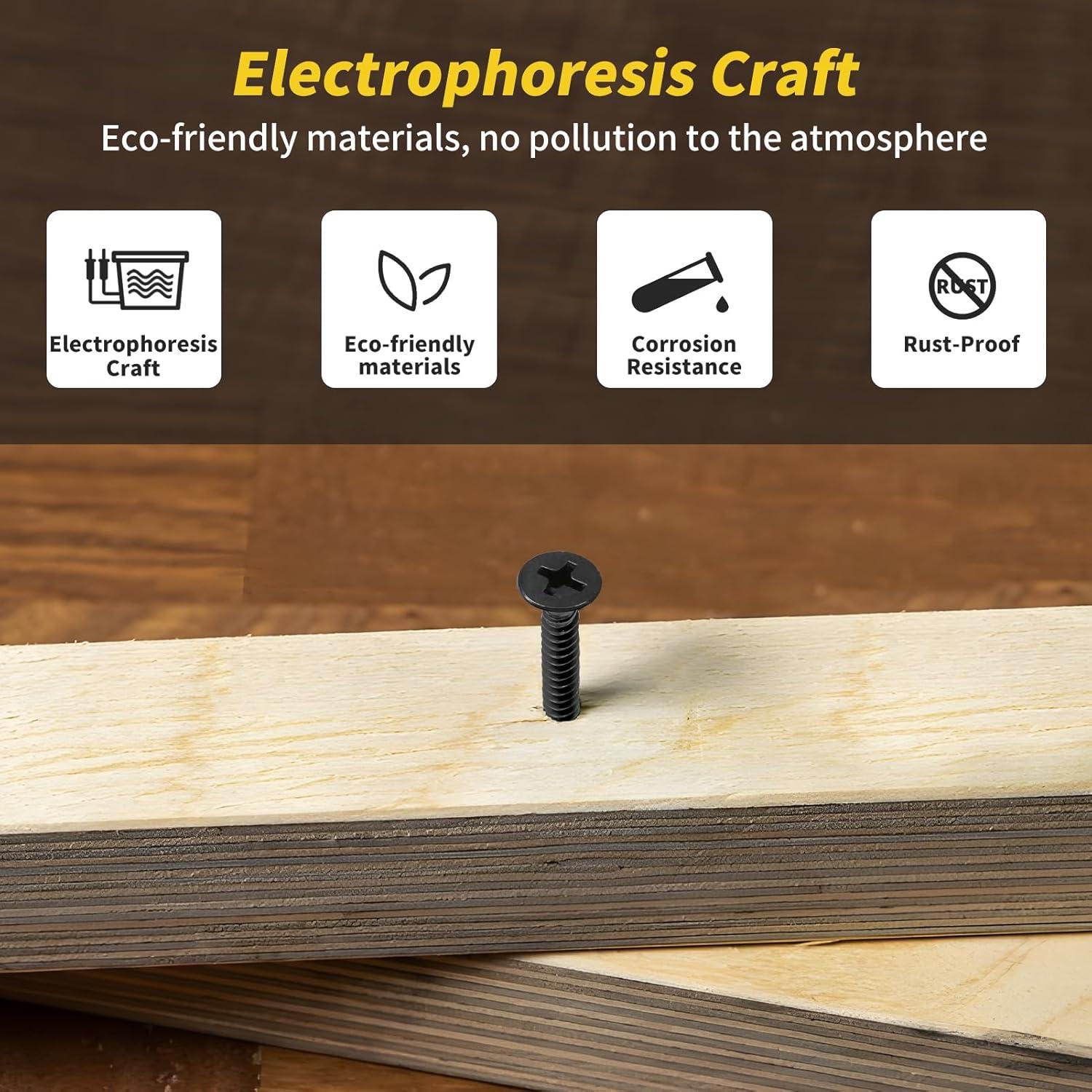 Kit de Tornillos de Madera FIXLINK 240 PCS 8 Tamaños Negro