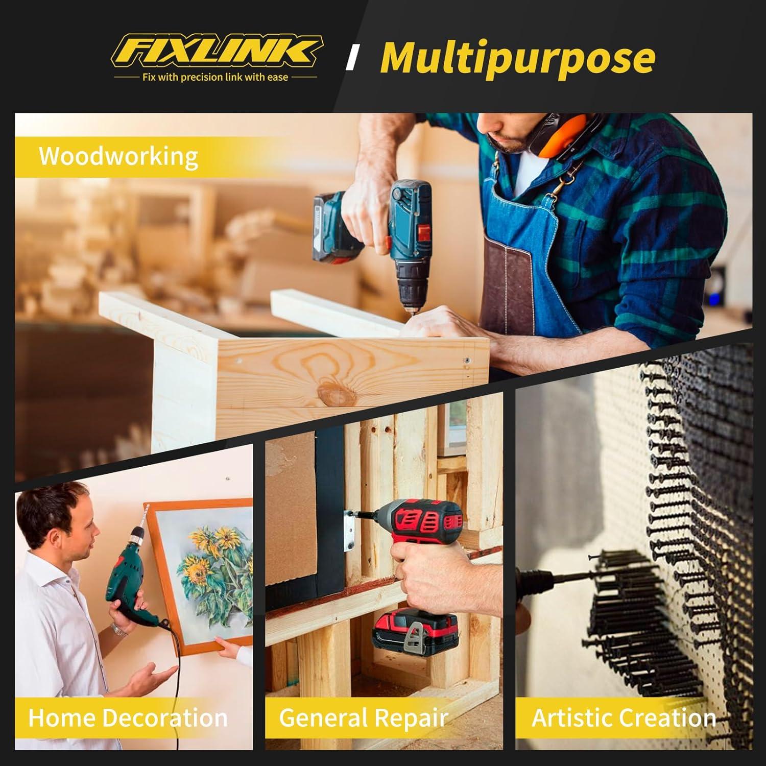 Kit de Tornillos de Madera FIXLINK 240 PCS 8 Tamaños Negro