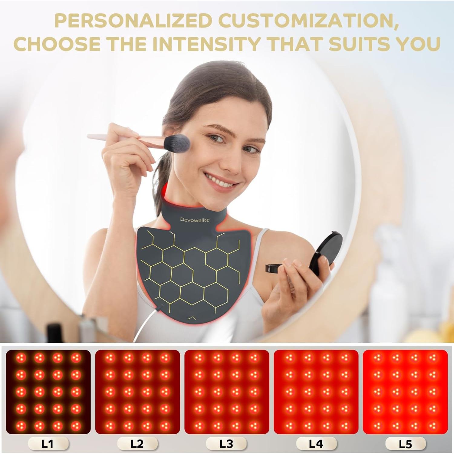 Luz Roja Terapia para Cuello y Pecho Devowellte 660nm 850nm