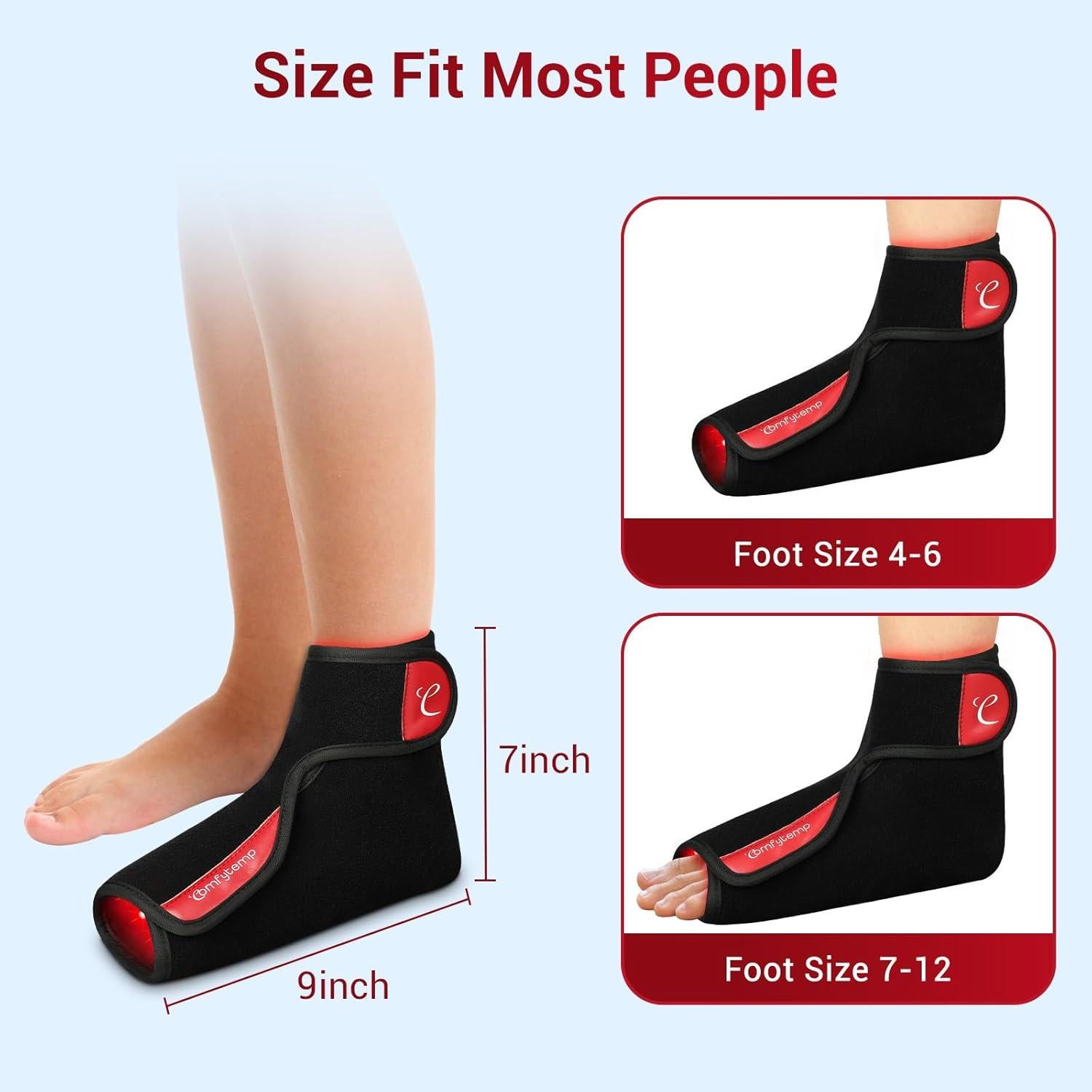 Comfytemp Terapia de Luz Roja Inalámbrica para Pies 22.86x17.78cm