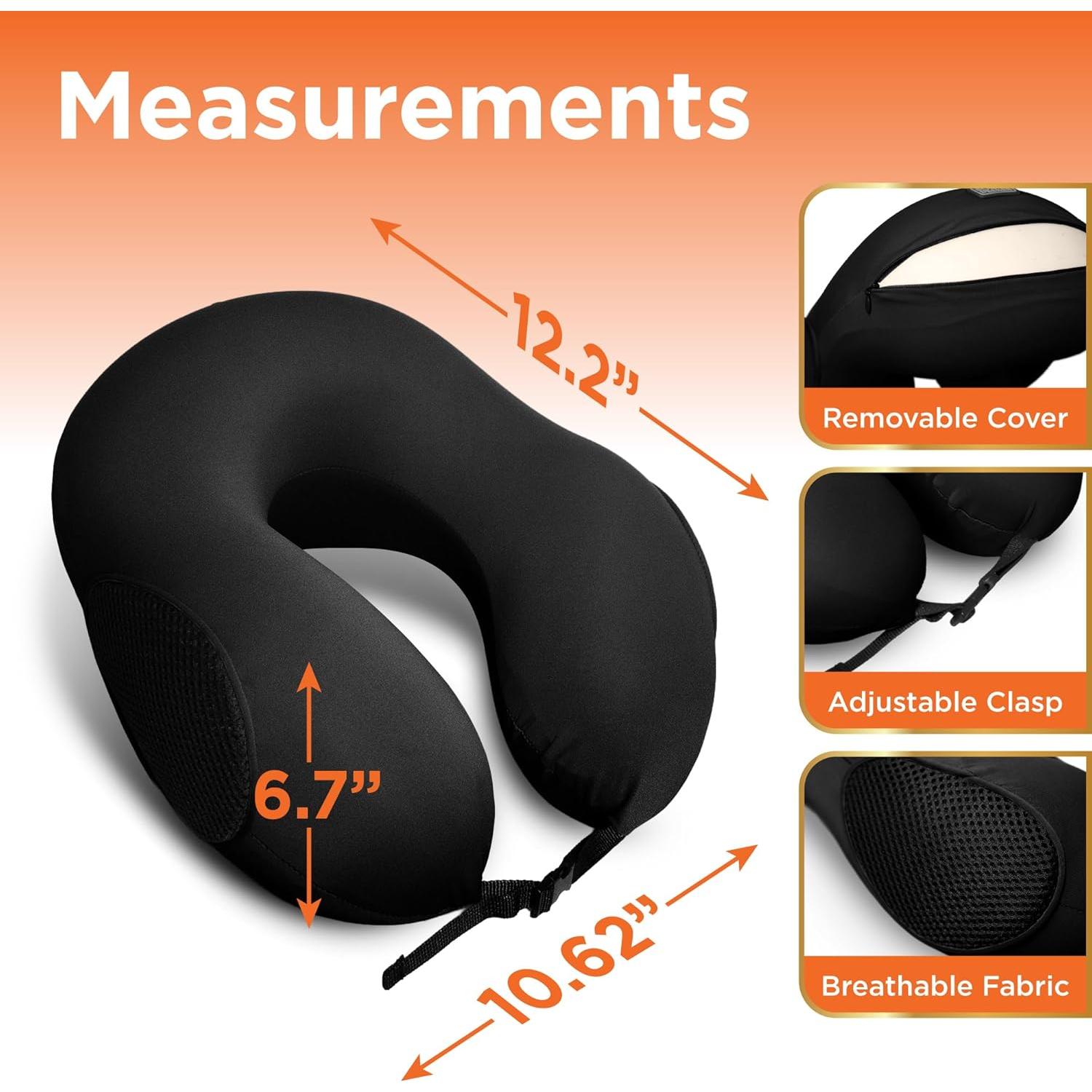 Almohada de Viaje Espuma Memoria BLACK+DECKER Negra 31x27cm