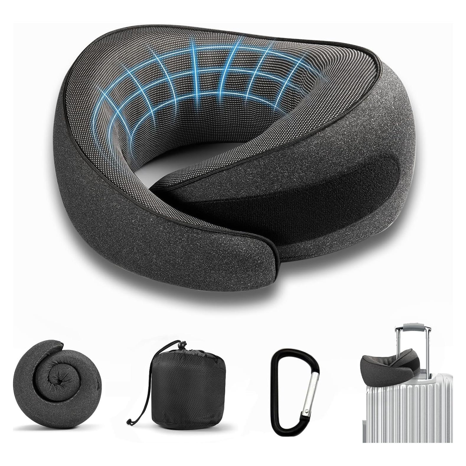 Almohada de Viaje SZXYX de Espuma de Memoria Negra 20x15cm