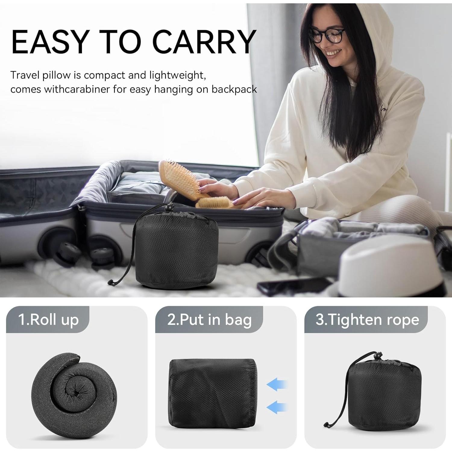 Almohada de Viaje SZXYX de Espuma de Memoria Negra 20x15cm