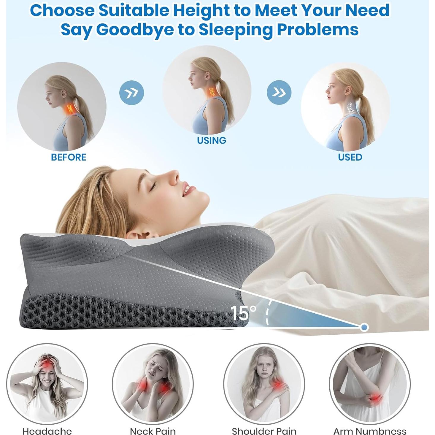 Almohada Cervical Ergonómica TranquilMoments Queen Gris