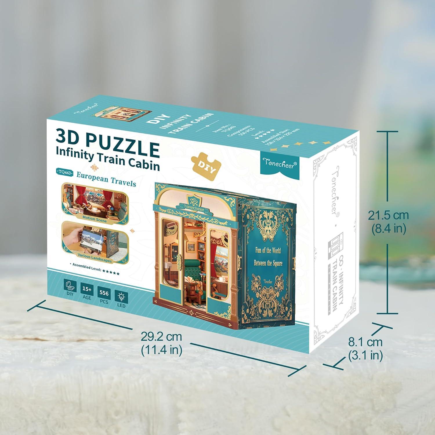 Kit de Rincón de Libros Tonecheer Carroza Vintage 3D Madera