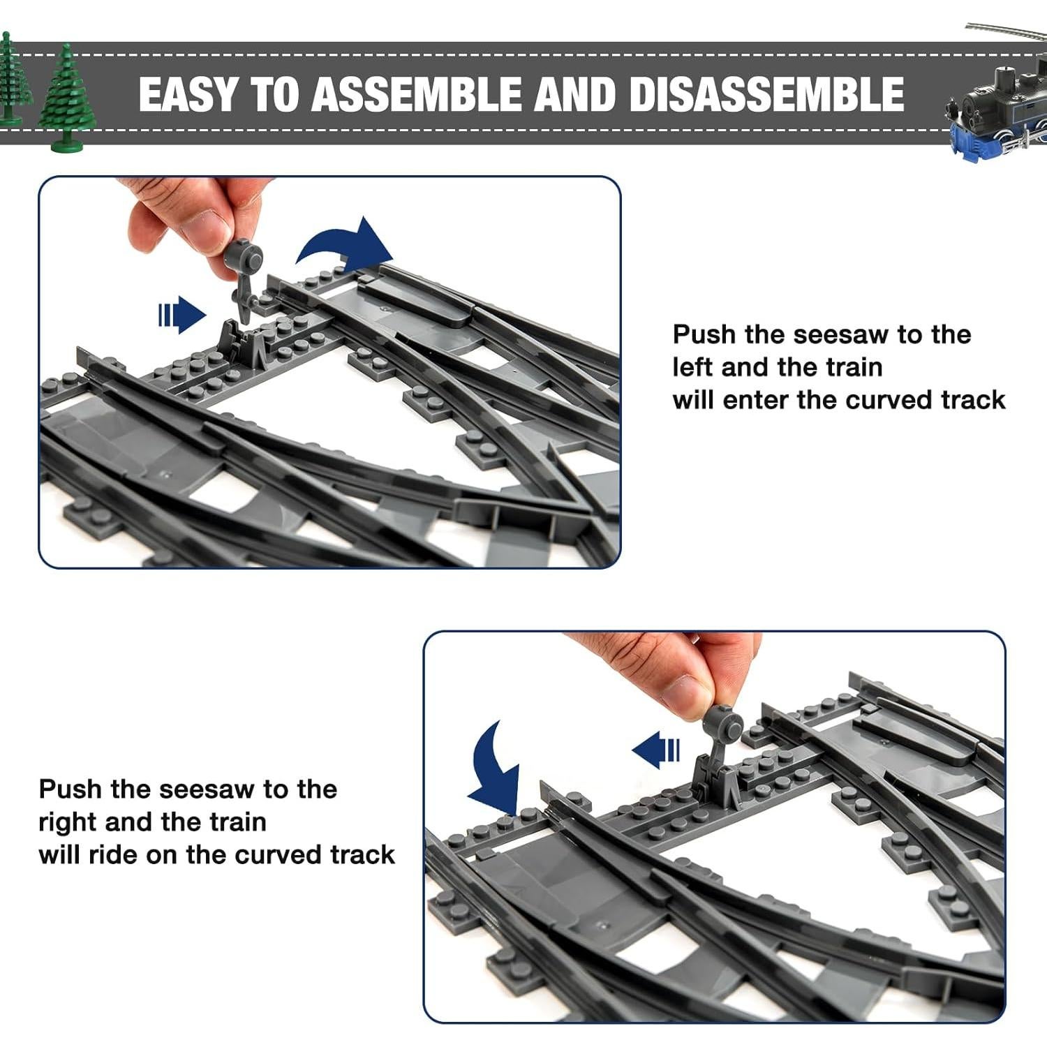 Pistas de Tren Mannidoo 54 Piezas ABS - Curvas y Rectas