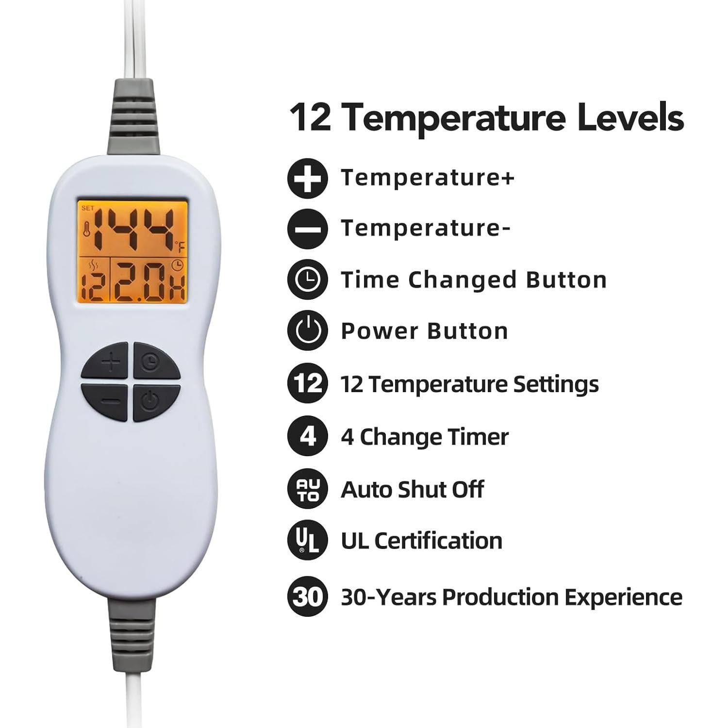 Almohadilla Térmica con Peso Ruqiji 19x24" 12 Niveles Calor