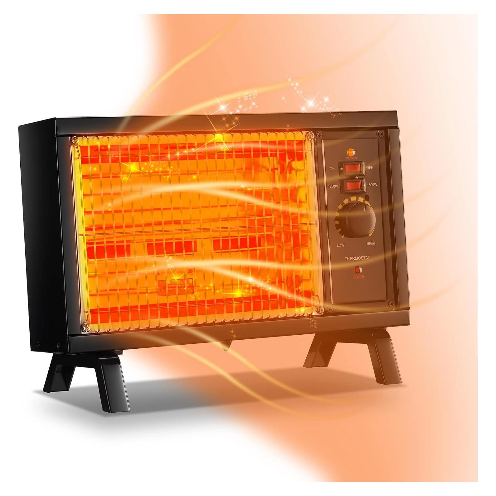 Calefactor Eléctrico JASUN 1500W Portátil con Termostato Negro