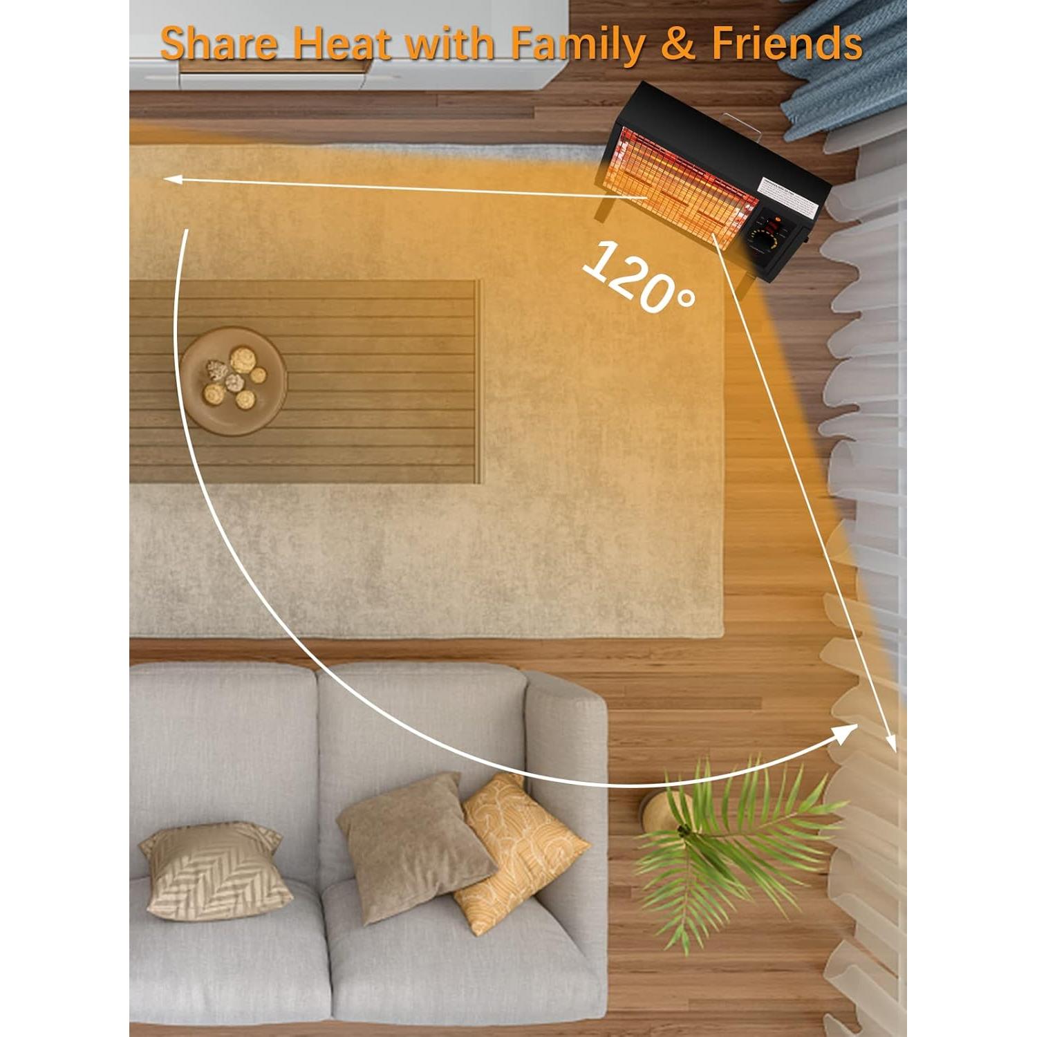 Calefactor Eléctrico JASUN 1500W Portátil con Termostato Negro