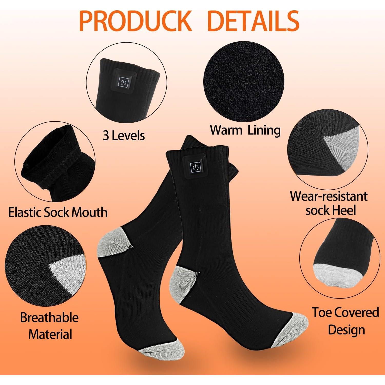 Calcetines Calentados Hettluo Unisex Negros para Invierno