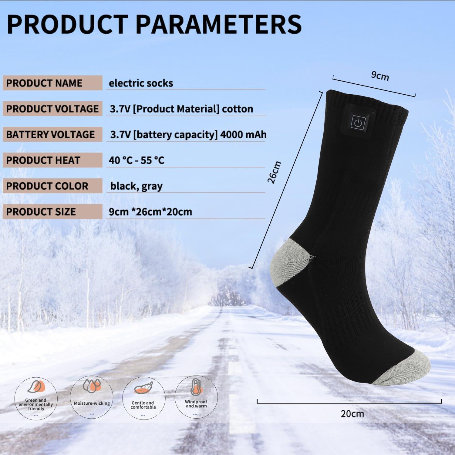 Calcetines Calentados Hettluo Unisex Negros para Invierno